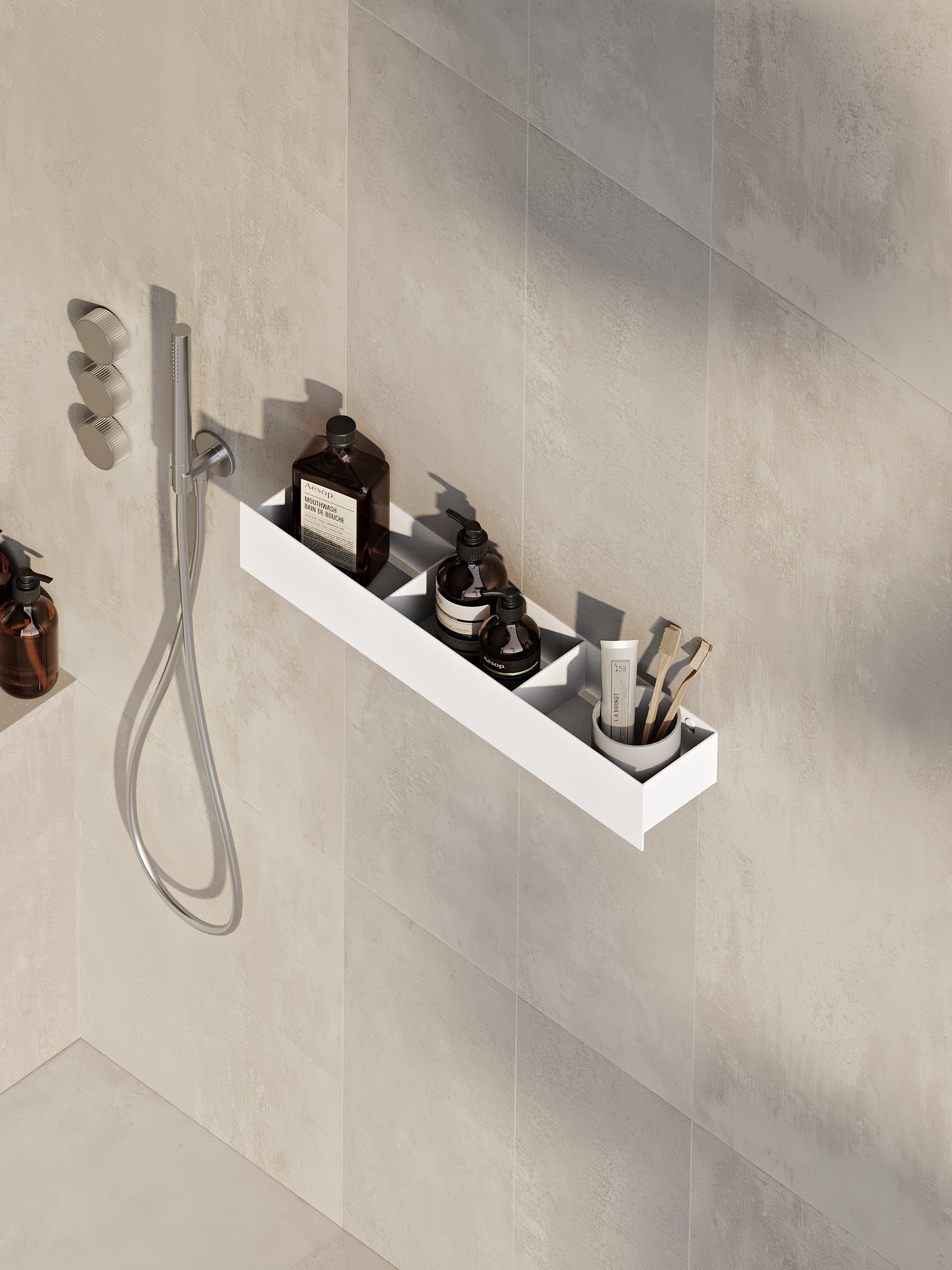 Modern designer stainless steel bathroom shelf