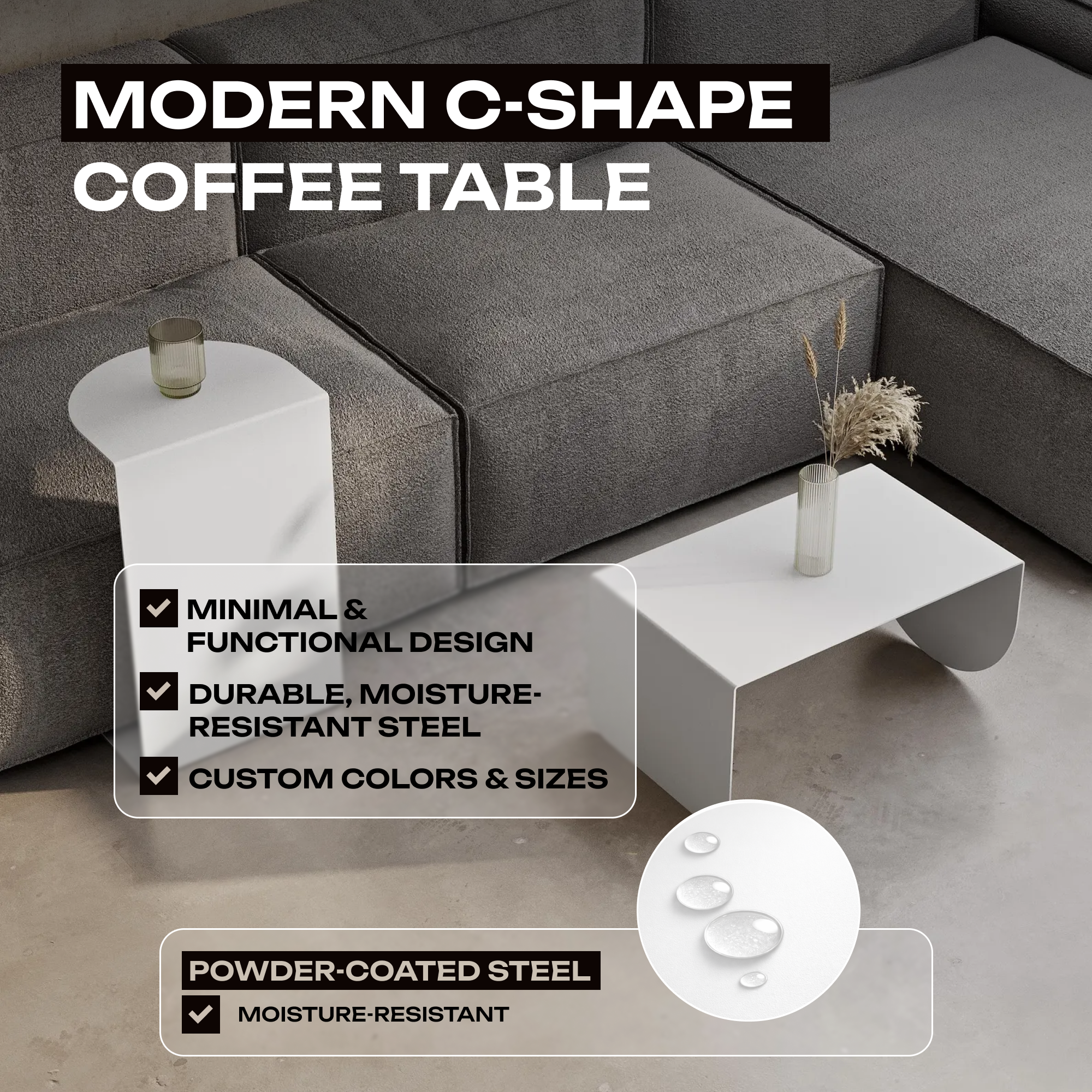 Tavolino da caffè minimalista in metallo