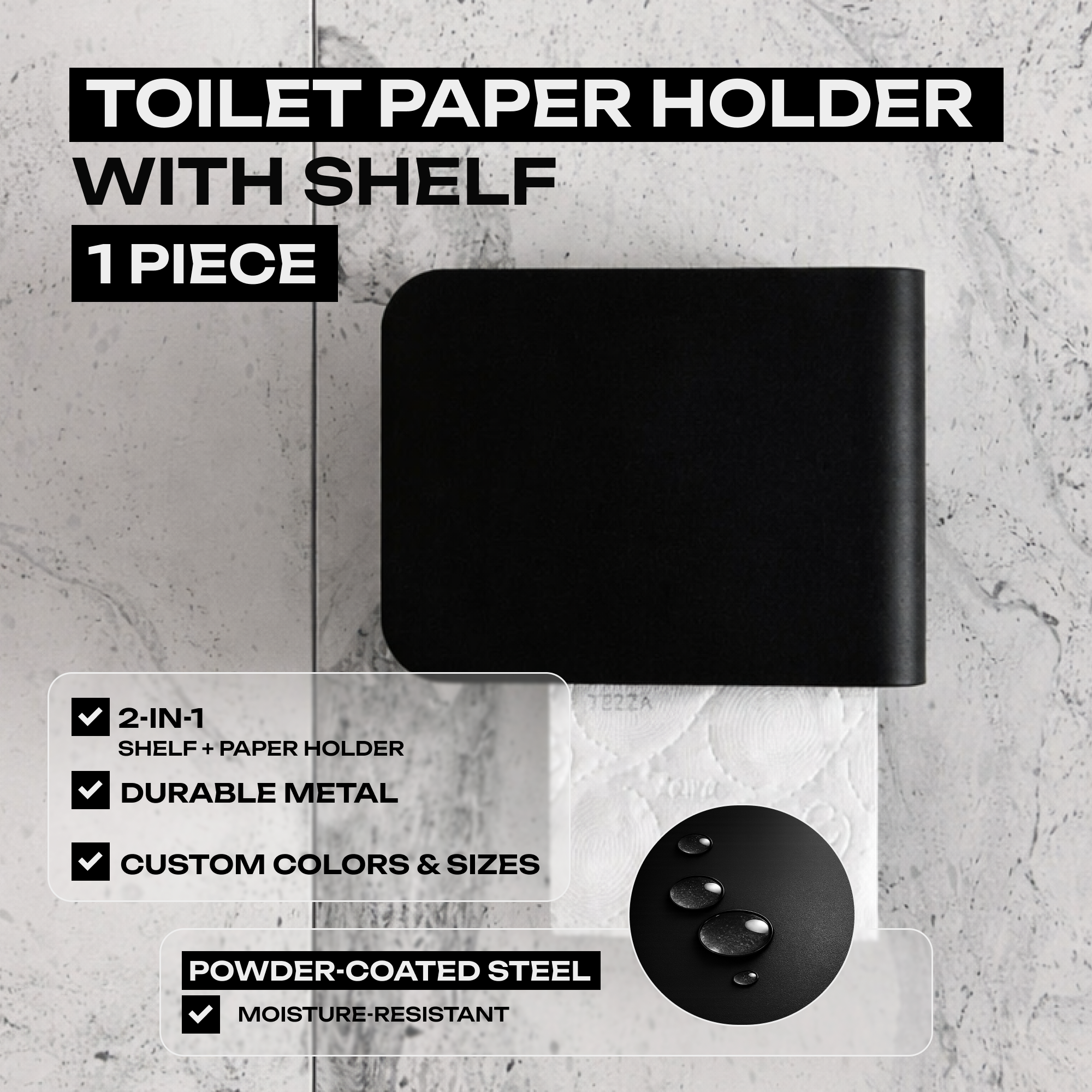 Steel Toilet Paper Holder with Shelf