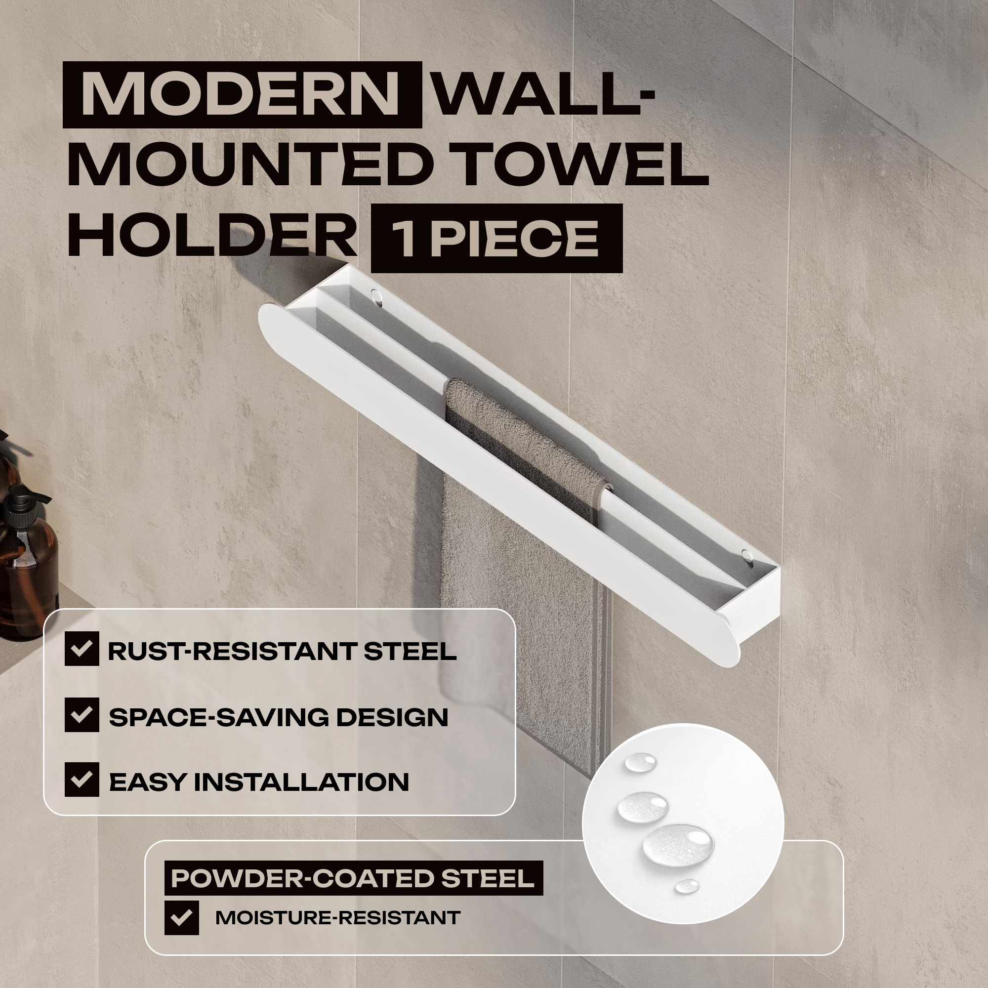 Wall-Mounted Steel Towel Bar