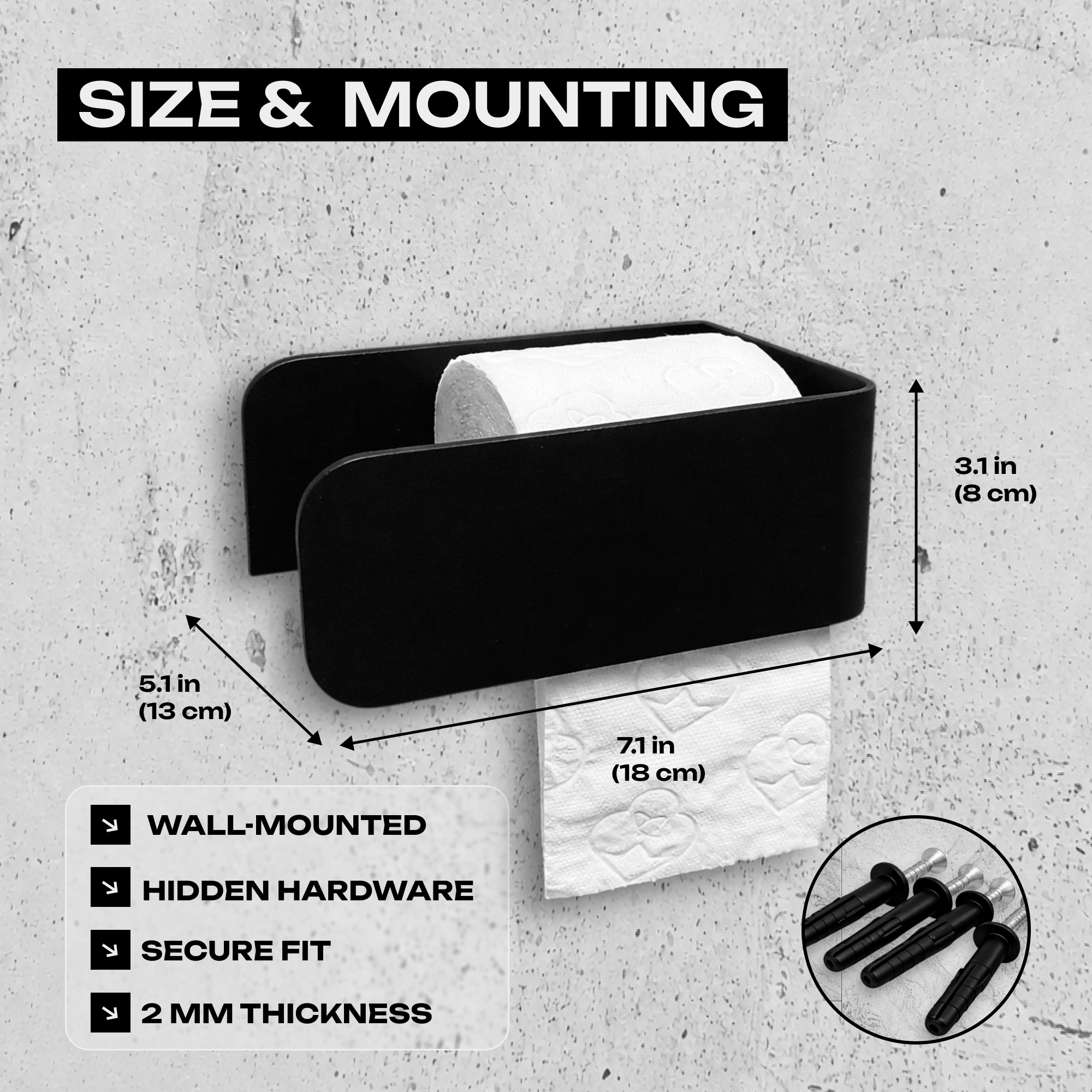 Wall-Mounted Steel Toilet Paper Holder