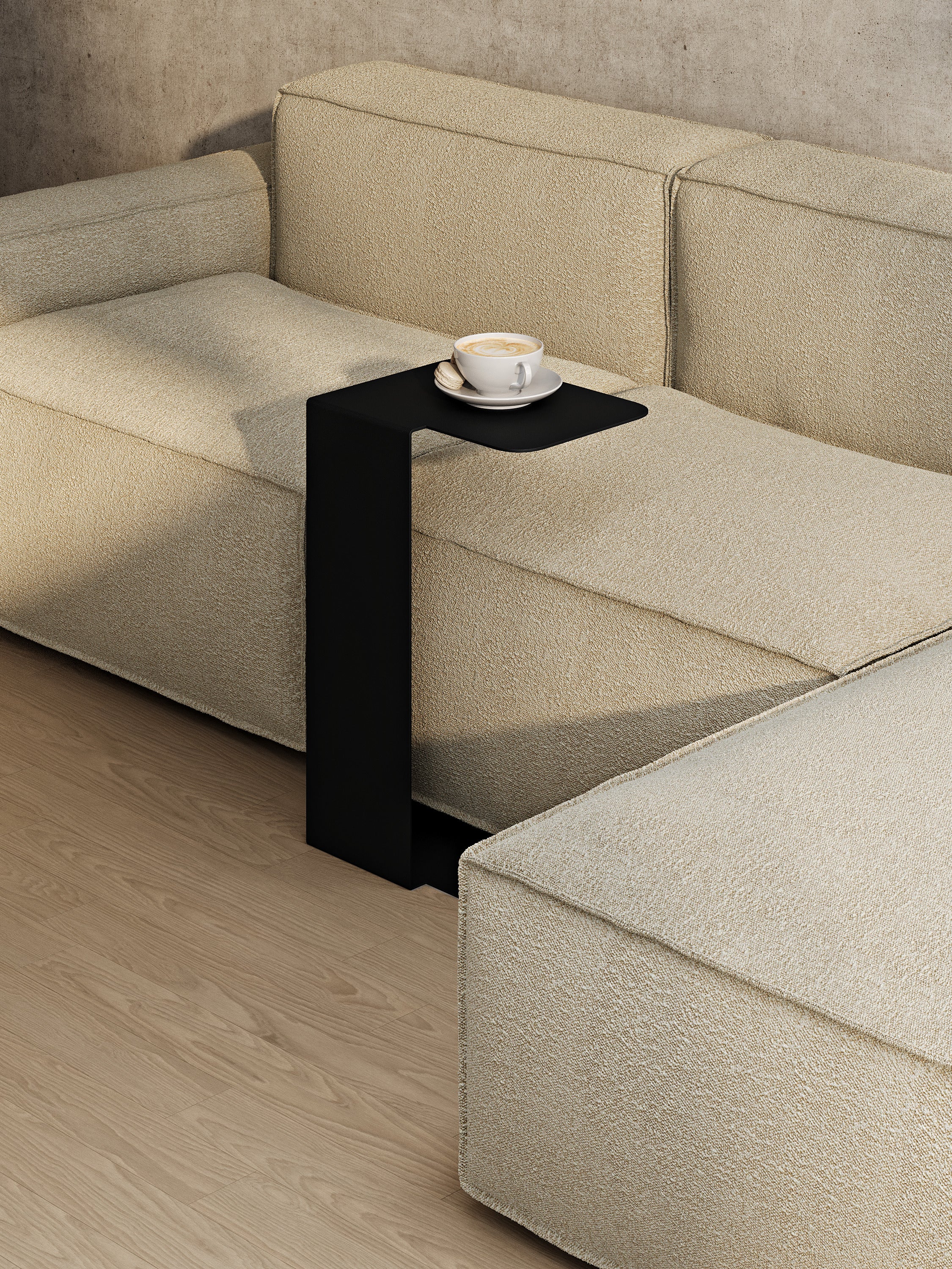 Tavolino laterale in metallo moderno e minimalista, tavolino da caffè