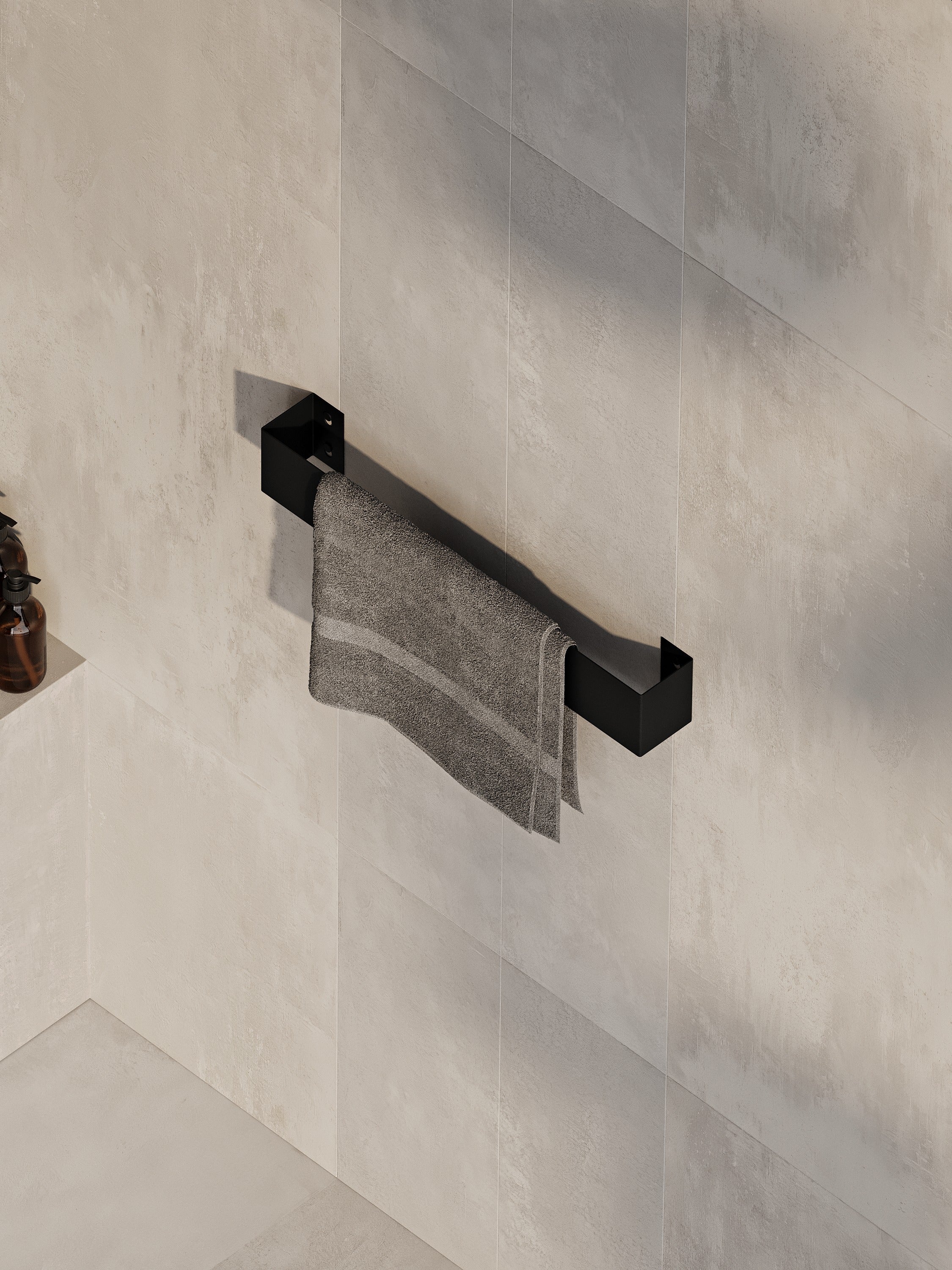 Wall-Mounted Steel Towel Bar | Minimalist Bathroom Towel Holder (Black or White)