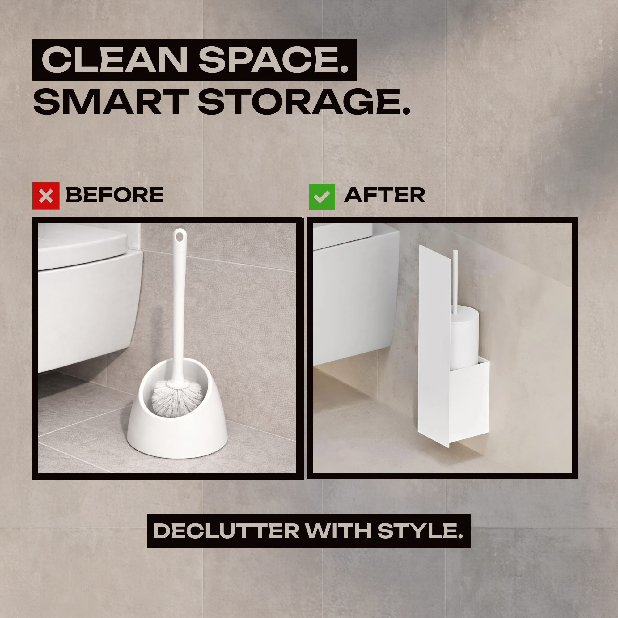 Porta scopino da parete – Organizzatore minimalista per il bagno