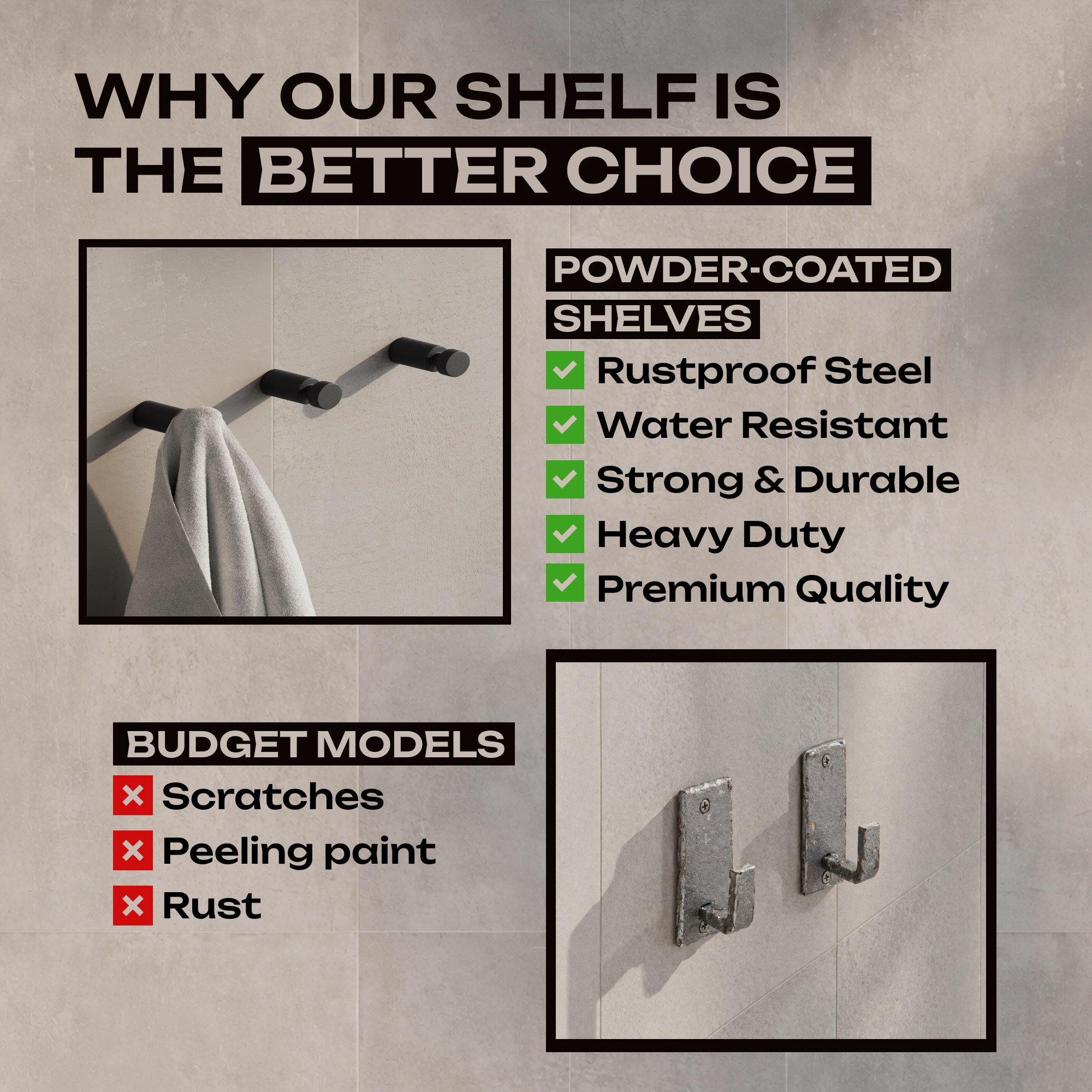 Wall-Mounted Steel Towel Hook
