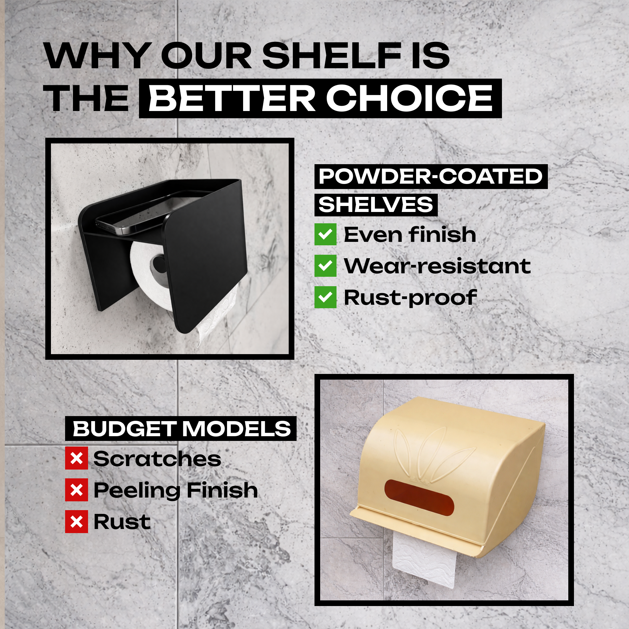 Steel Toilet Paper Holder with Shelf