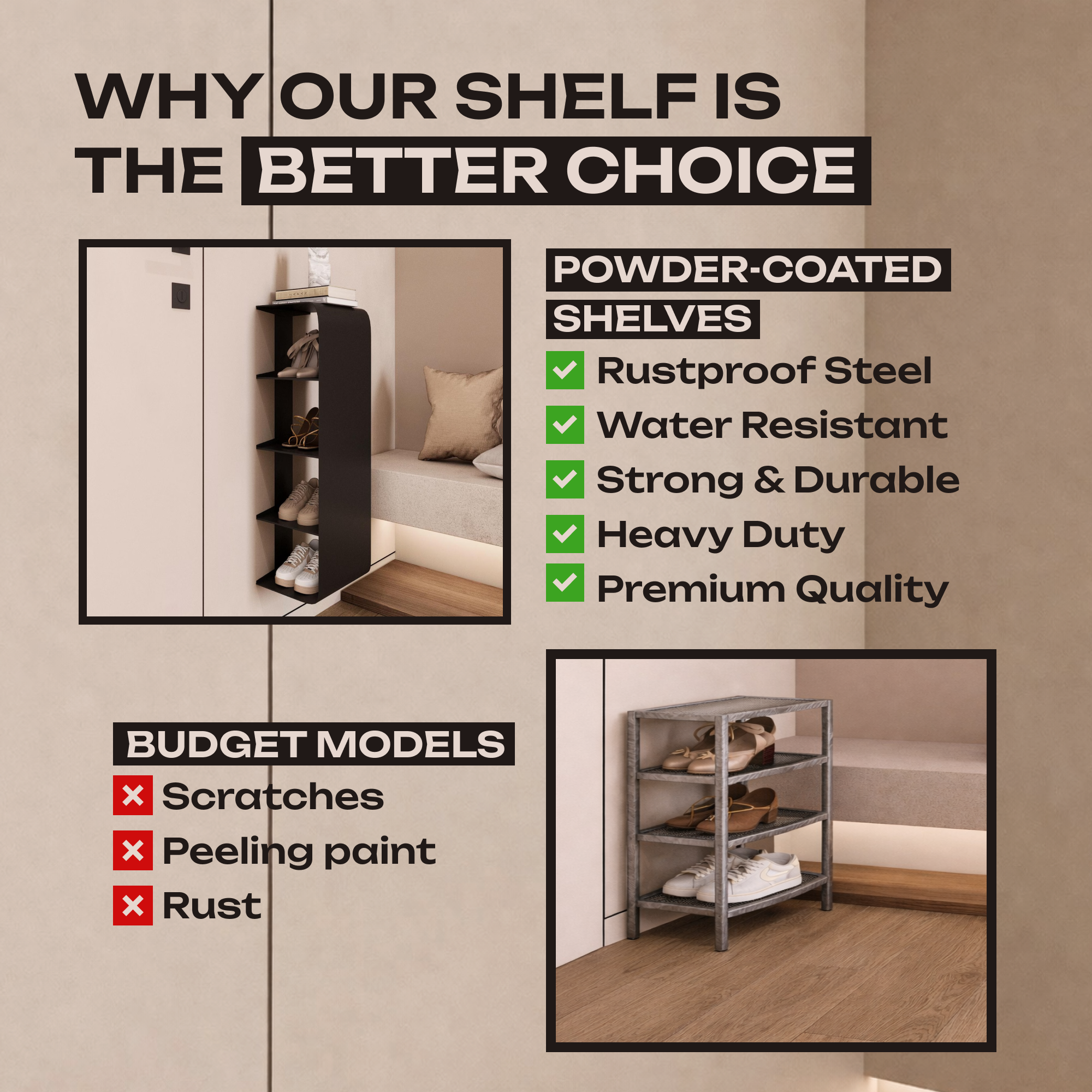Floating Shoe Shelf – Modern Wall Mounted Entryway Rack