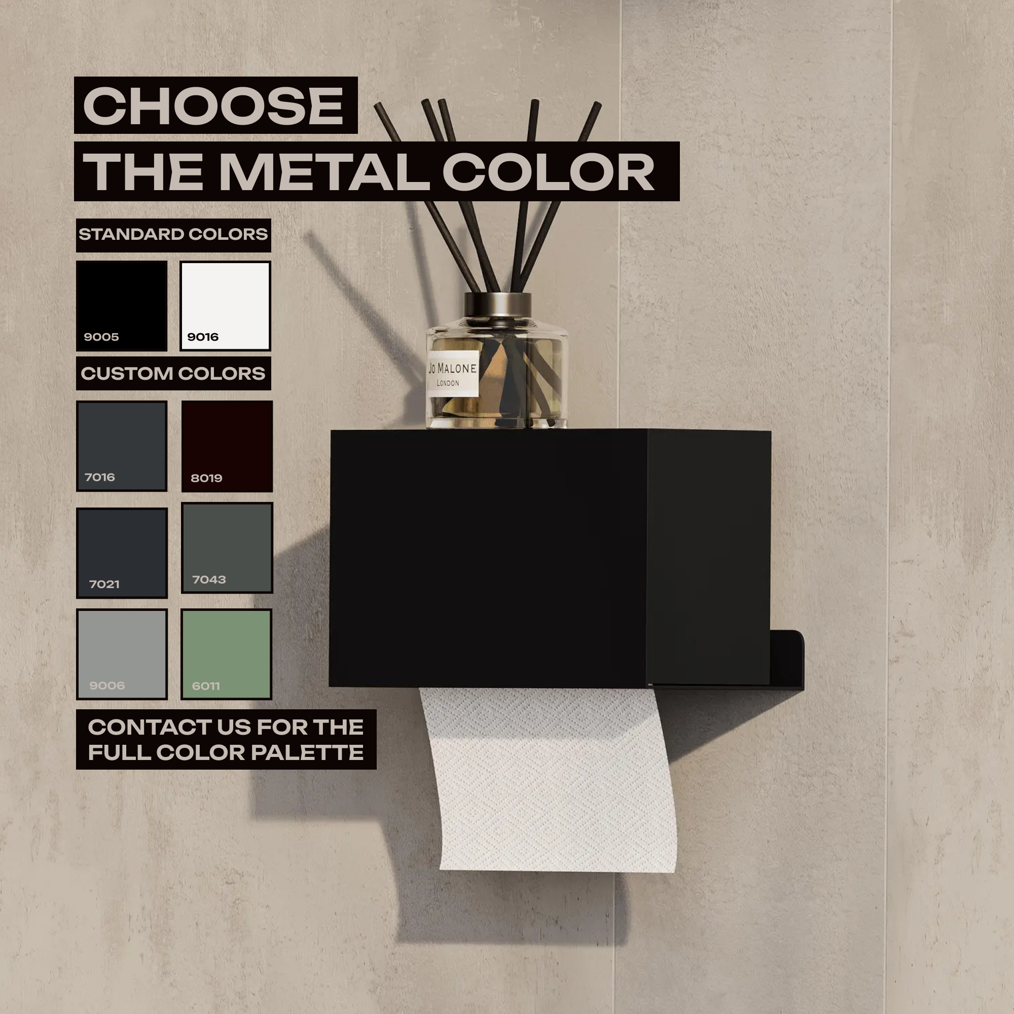 Wall-Mounted Steel Tissue Holder Closed Design