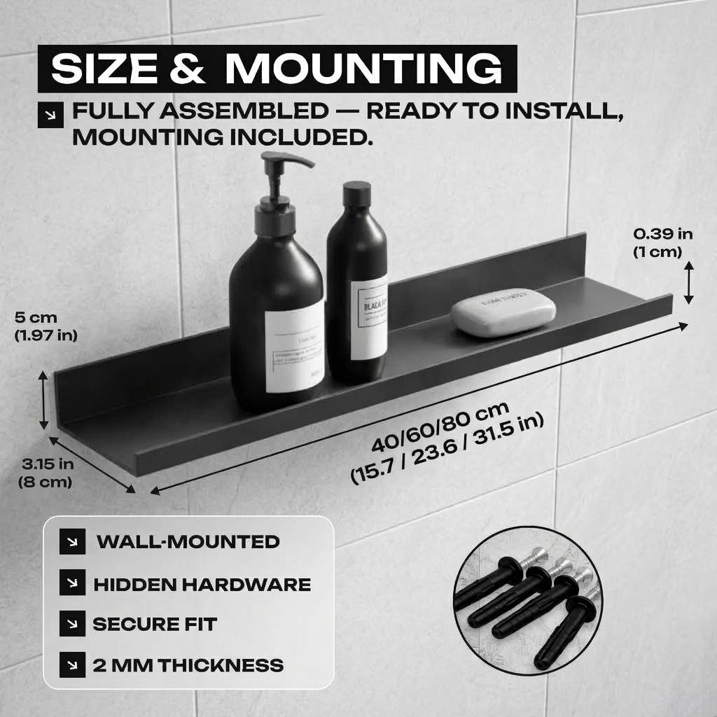 Black Industrial Floating Metal Shelf