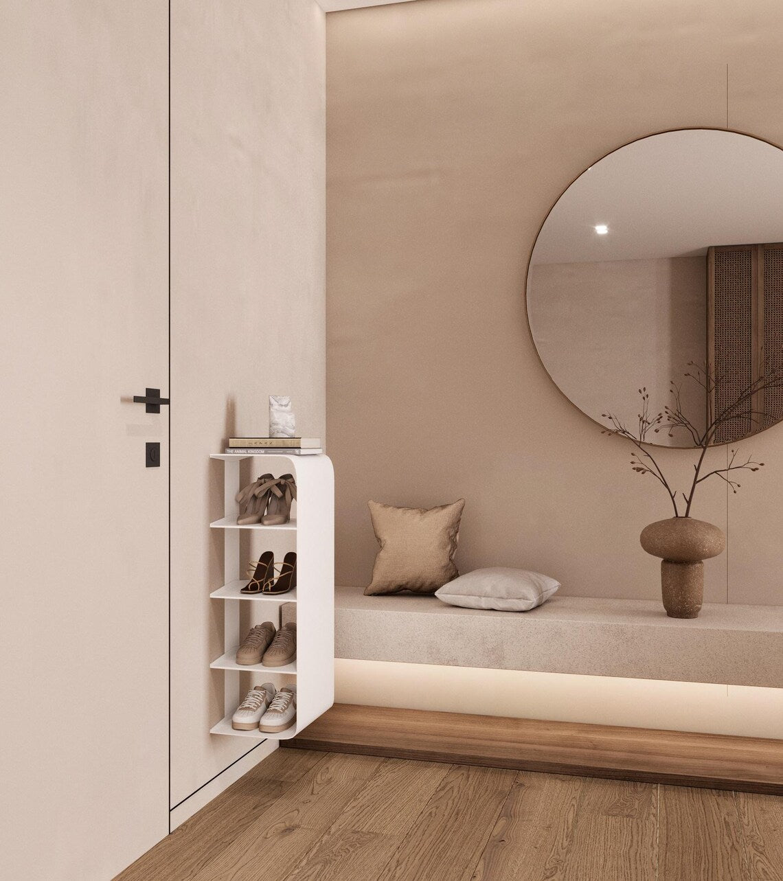 Floating Shoe Shelf – Modern Wall Mounted Entryway Rack