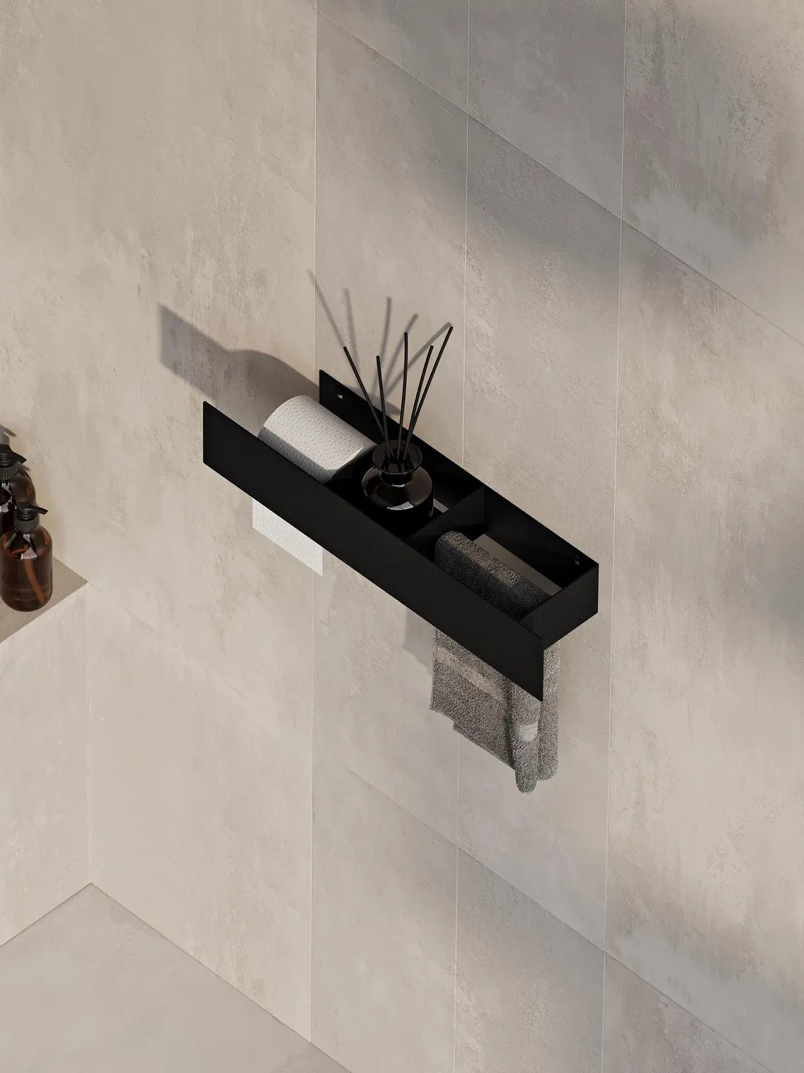 3-in-1 Bathroom Wall Shelf – Towel Bar & Toilet Paper Holder