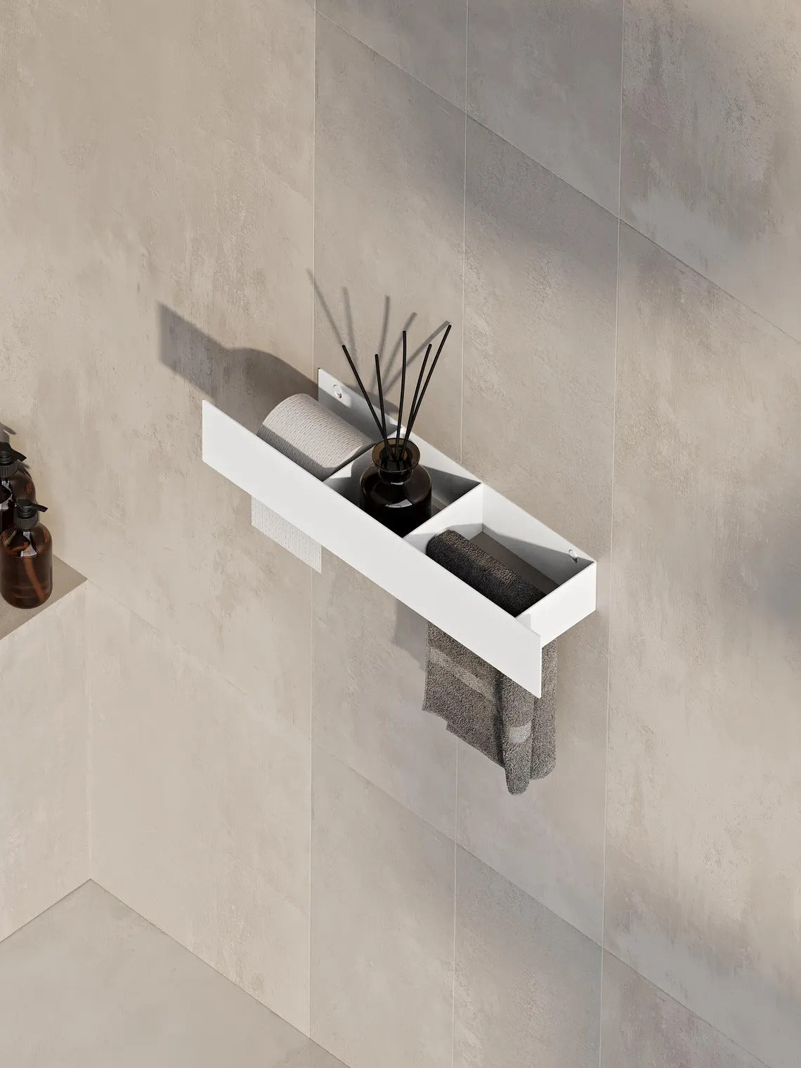 Mensola da parete per bagno 3 in 1: portasciugamani e porta carta igienica