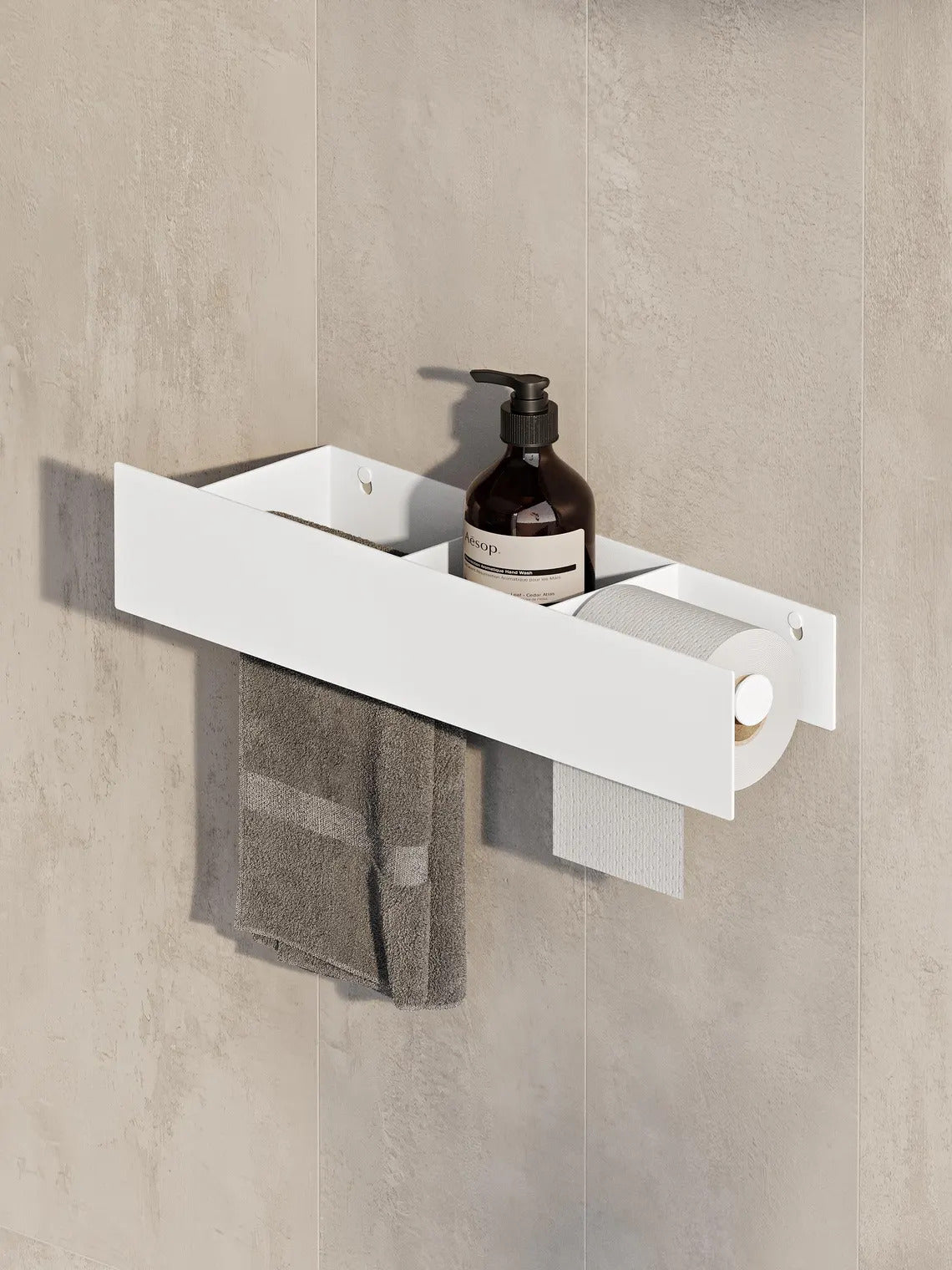 Mensola da parete per bagno 3 in 1: portasciugamani e porta carta igienica