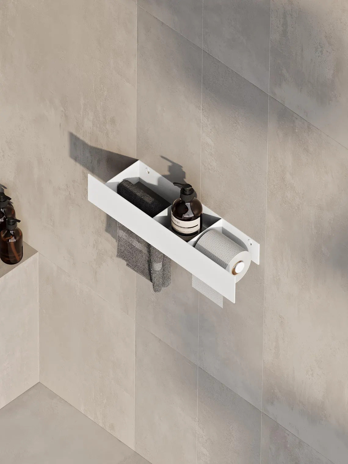 Mensola da parete per bagno 3 in 1: portasciugamani e porta carta igienica