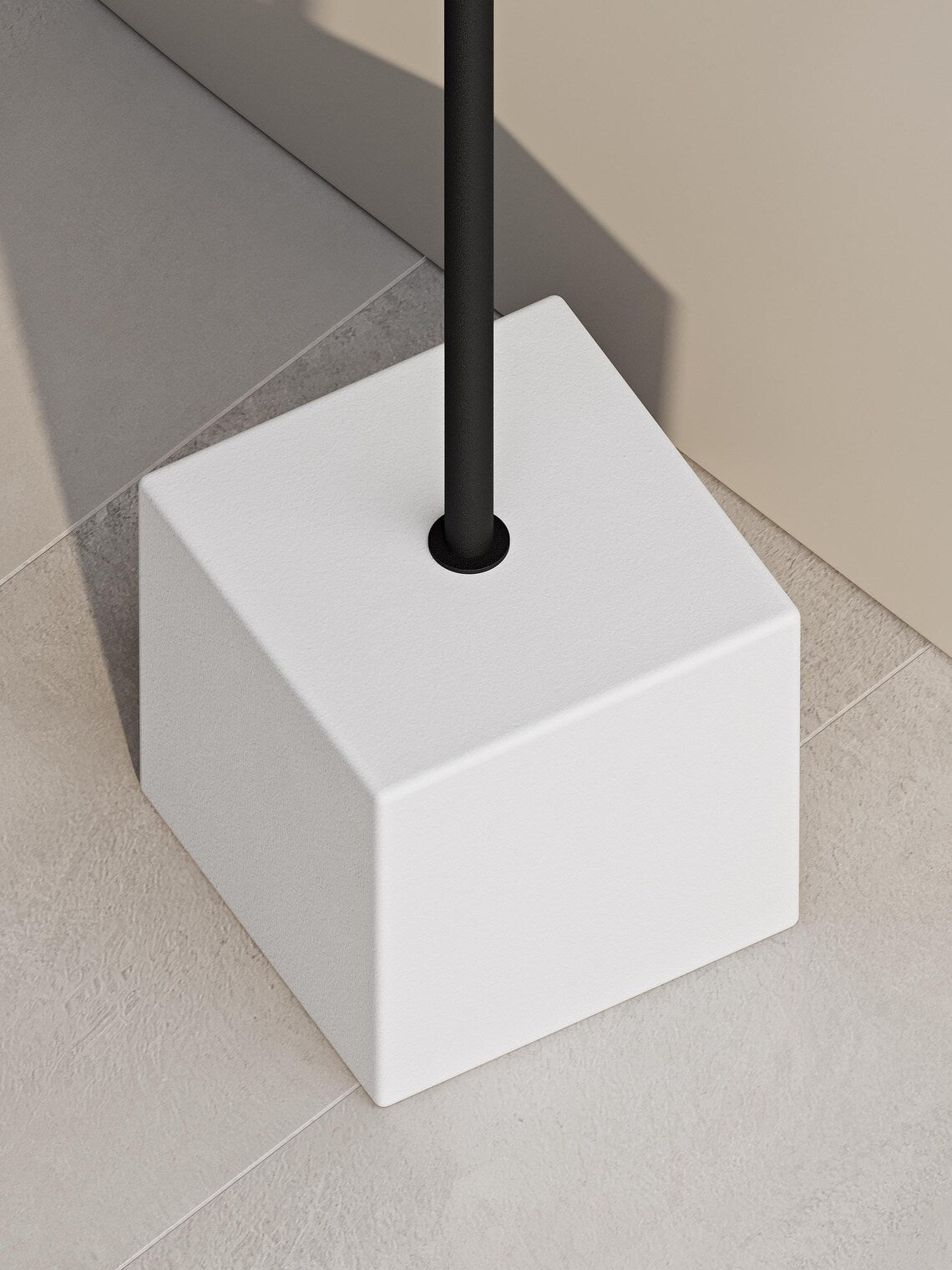 Tavolino da bagno moderno con base in cemento – Supporto in acciaio minimalista per vasca da bagno e asciugamani