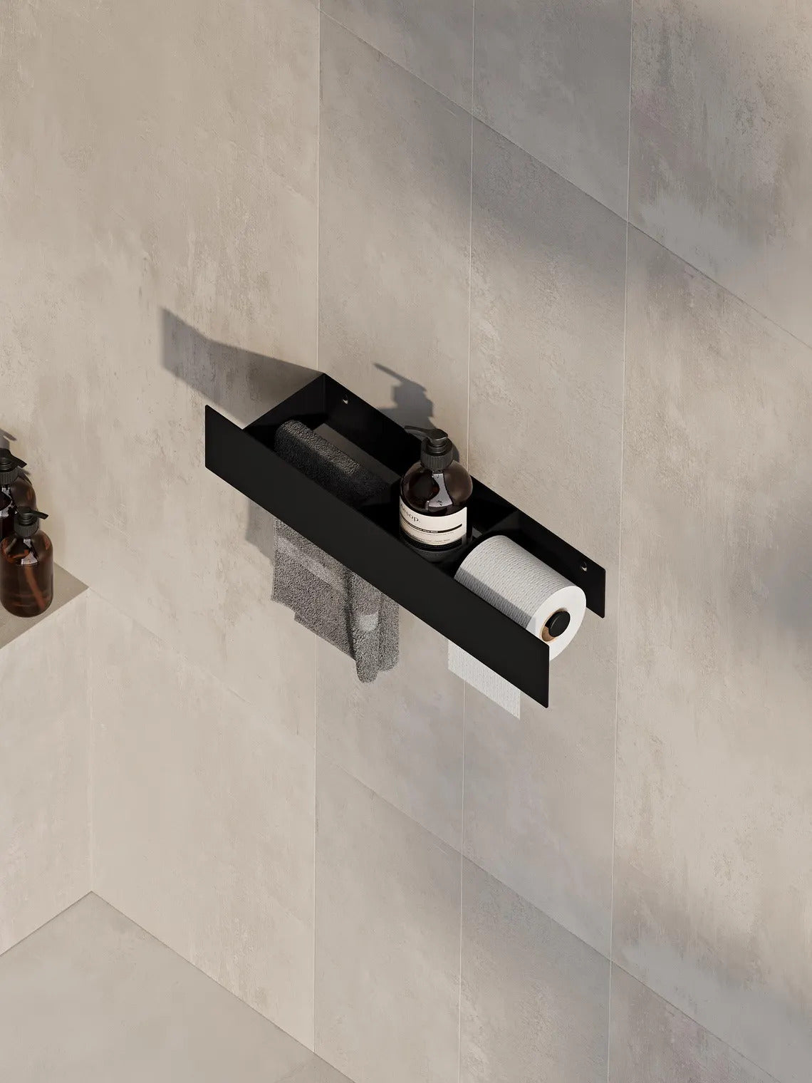Mensola da parete per bagno 3 in 1: portasciugamani e porta carta igienica