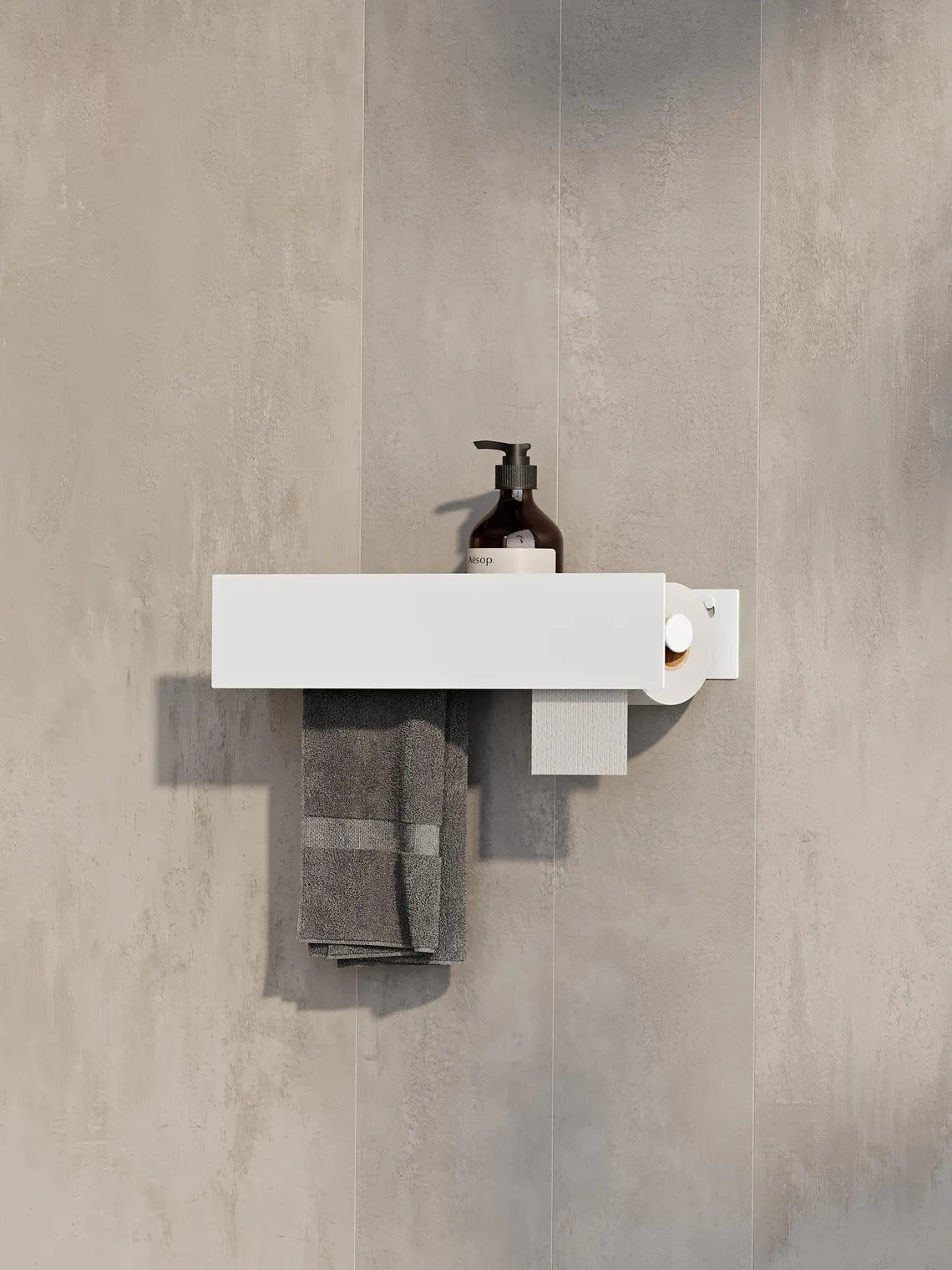 Mensola da parete per bagno 3 in 1: portasciugamani e porta carta igienica