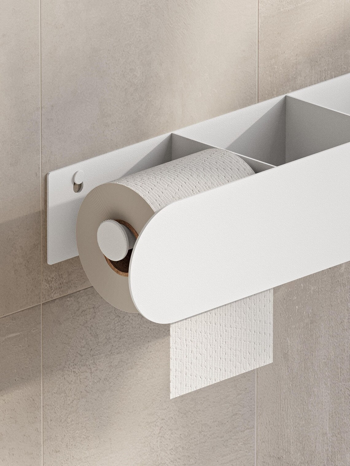 Wall Mounted Bathroom Shelf with Toilet Paper Holder – Matte Black Towel Rack