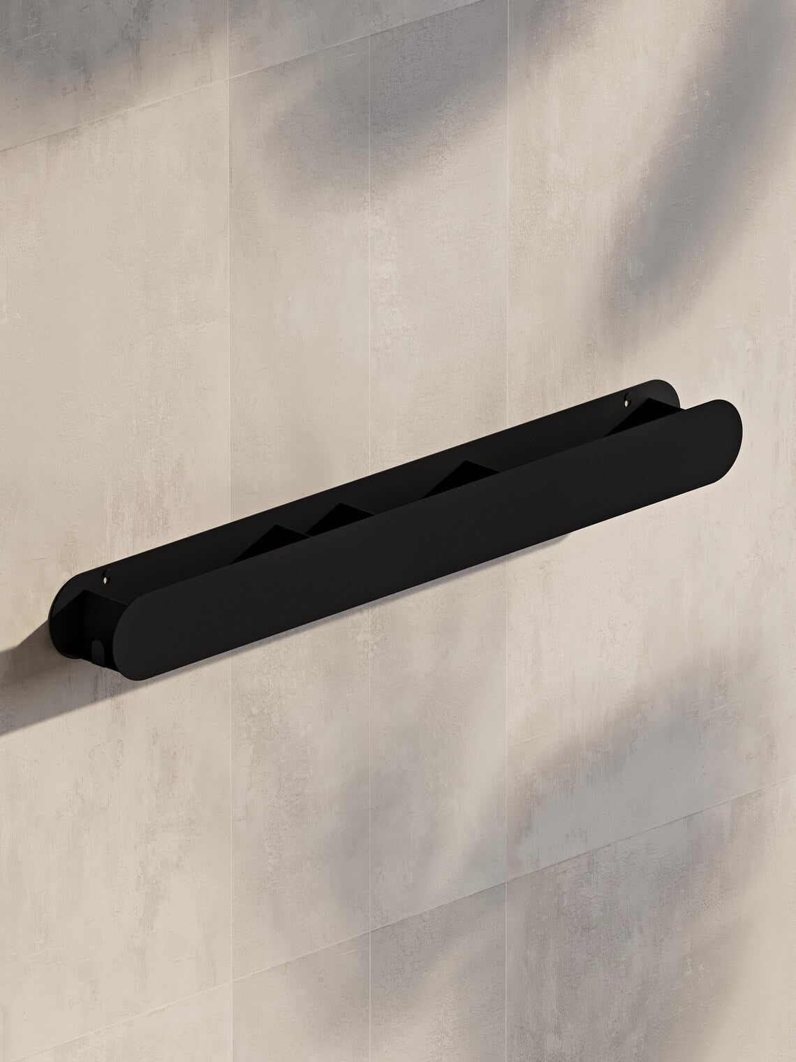 Black Wall Mounted Bathroom Shelf – Metal Floating Storage Rack for Toiletries