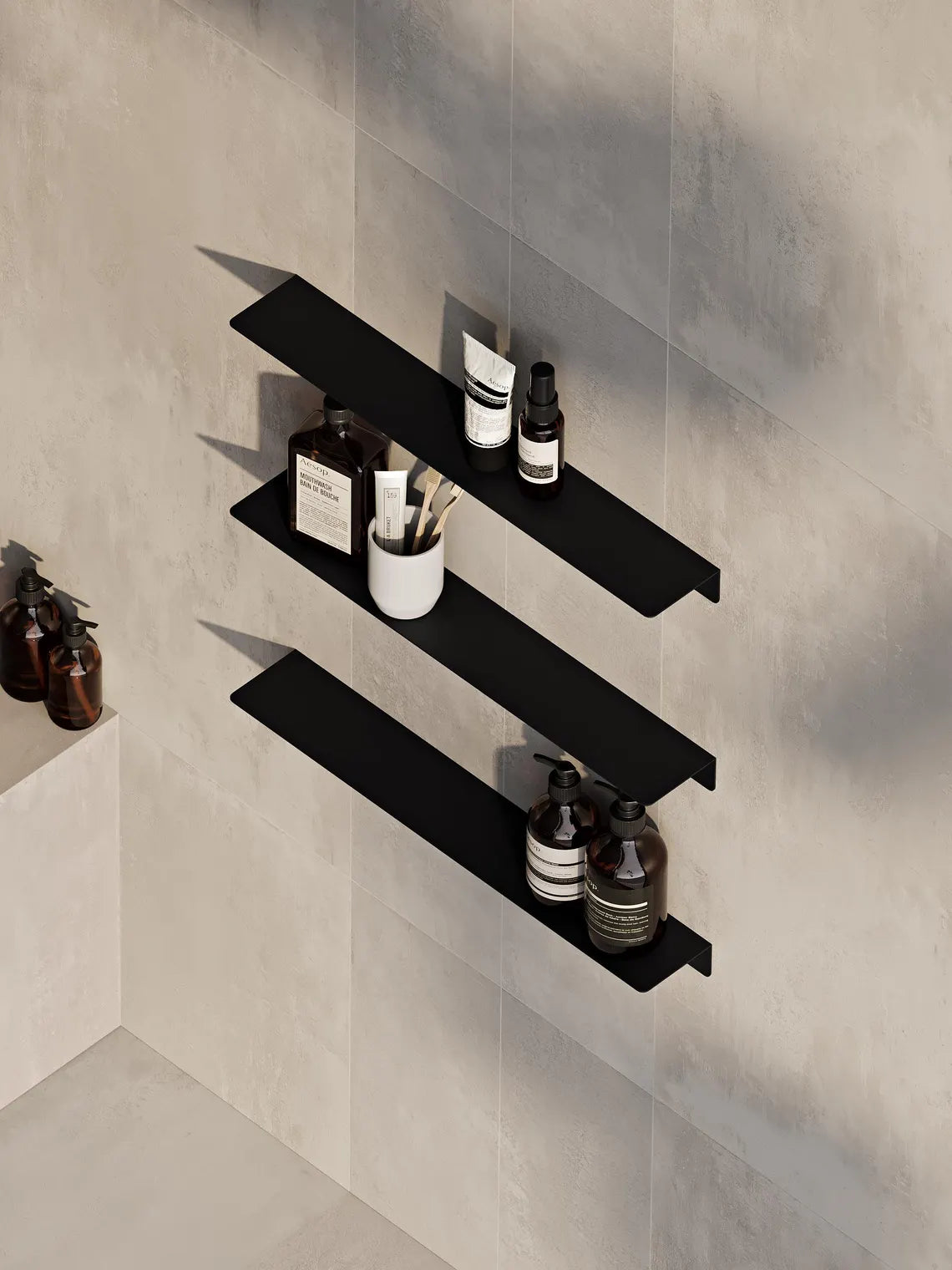 Wall-Mounted Metal Bathroom Shelf – Minimalist Floating Storage Shelf (Black or White)