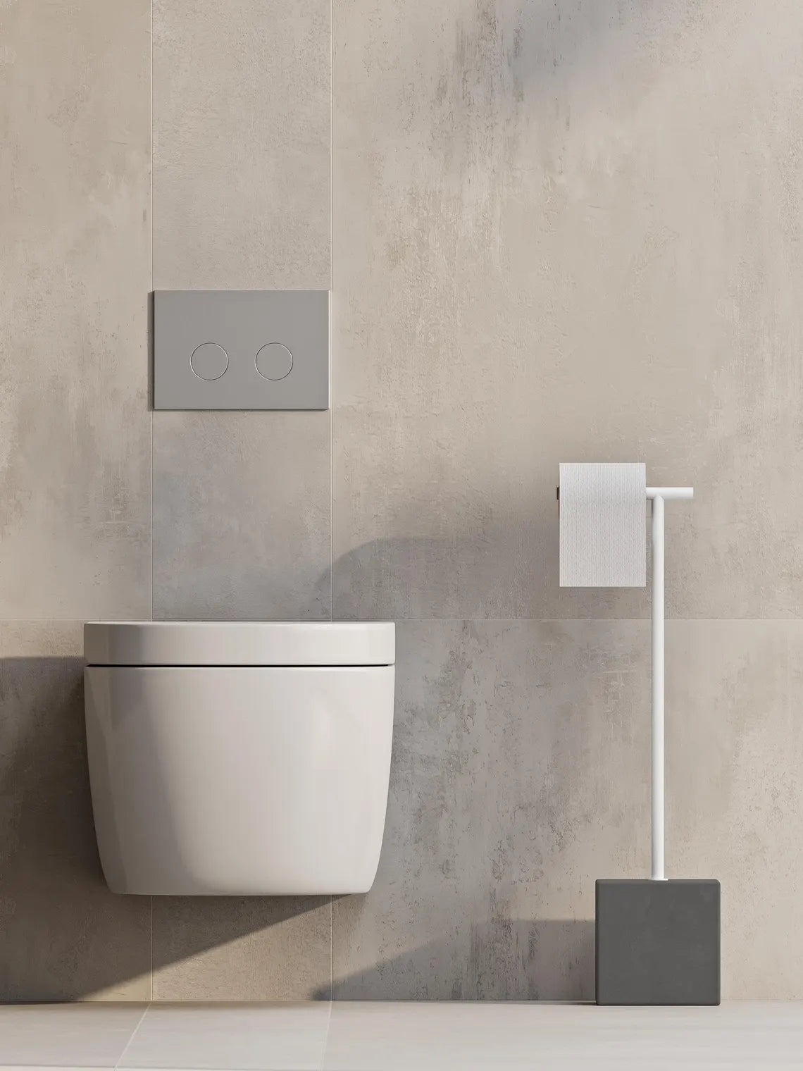 Freestanding Black Metal Toilet Paper Holder – Minimalist Bathroom Floor Stand