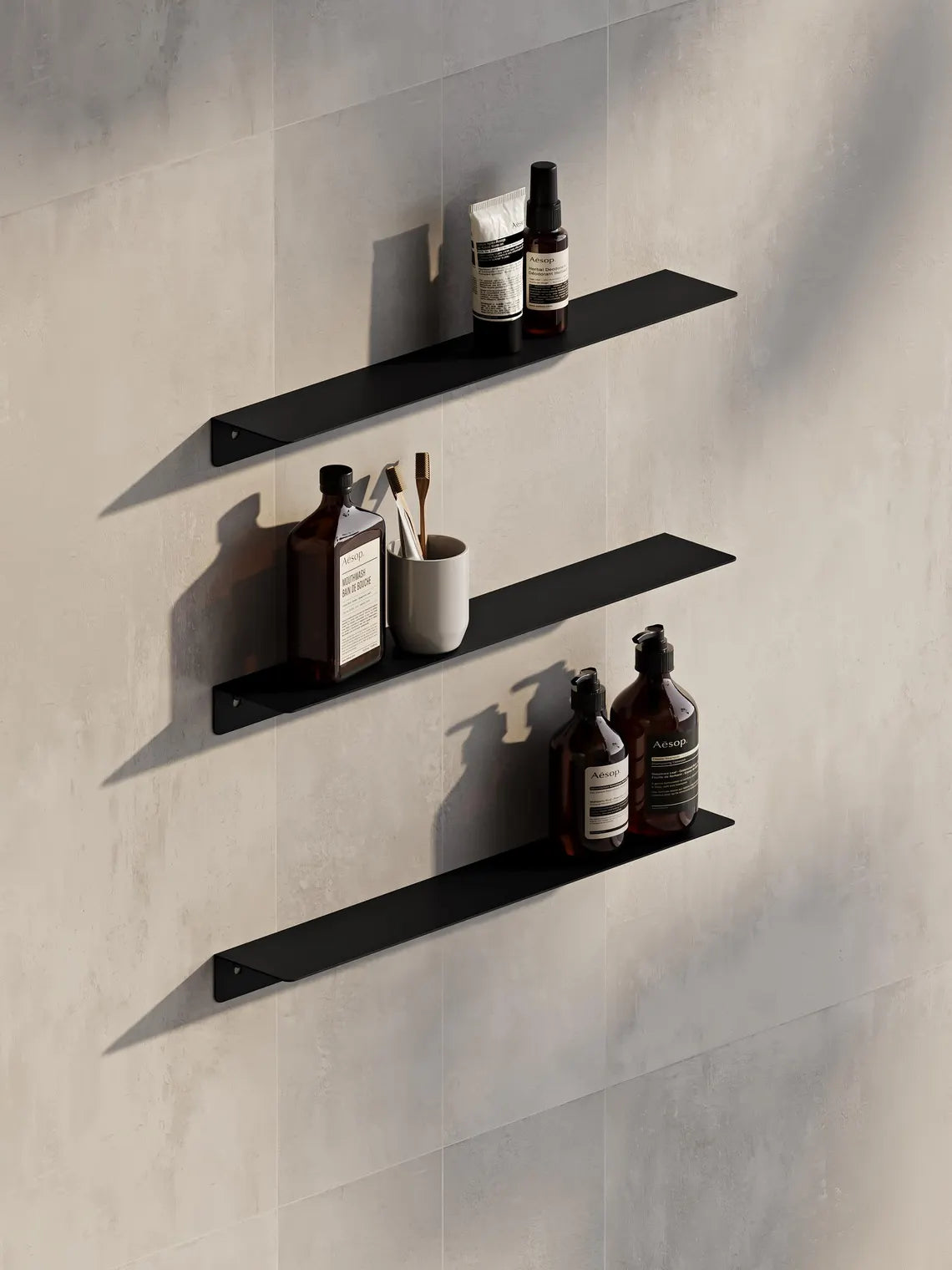 Wall-Mounted Metal Bathroom Shelf – Minimalist Floating Storage Shelf (Black or White)