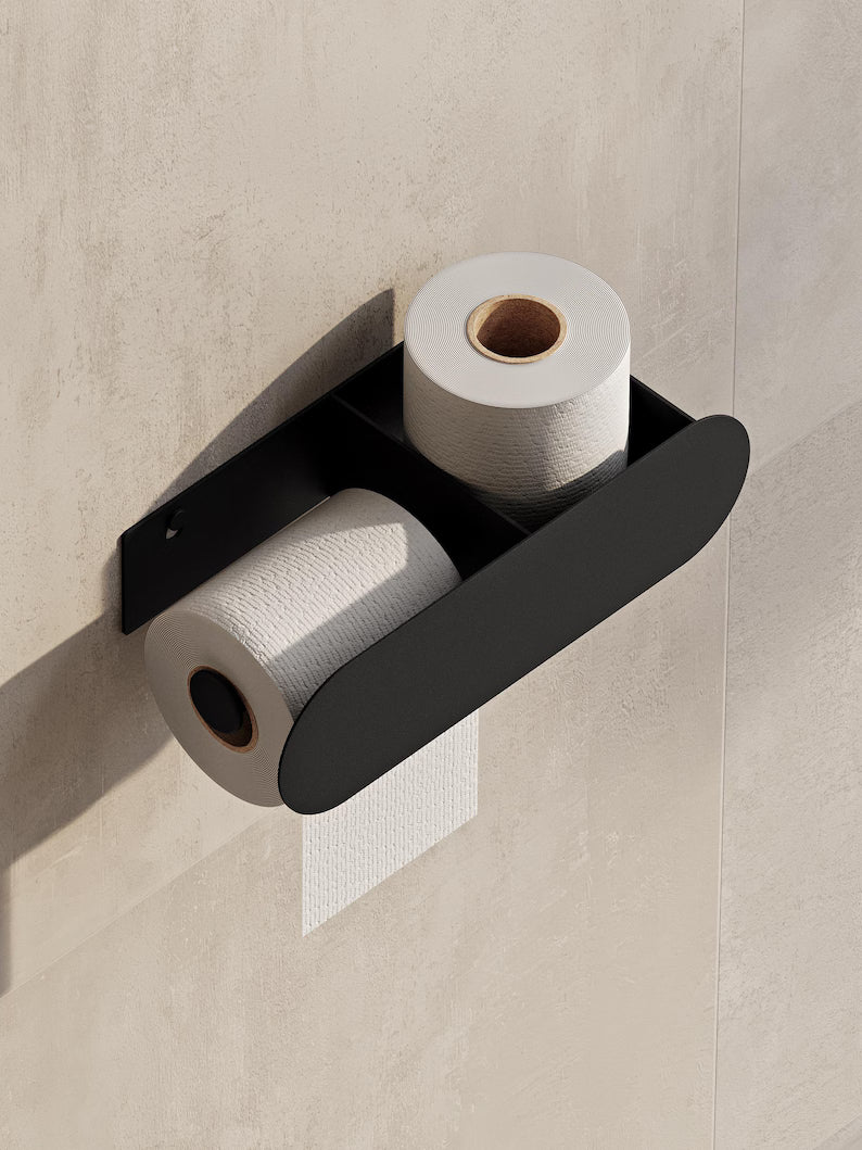 Minimalist Wall-Mounted Toilet Paper Holder with Shelf