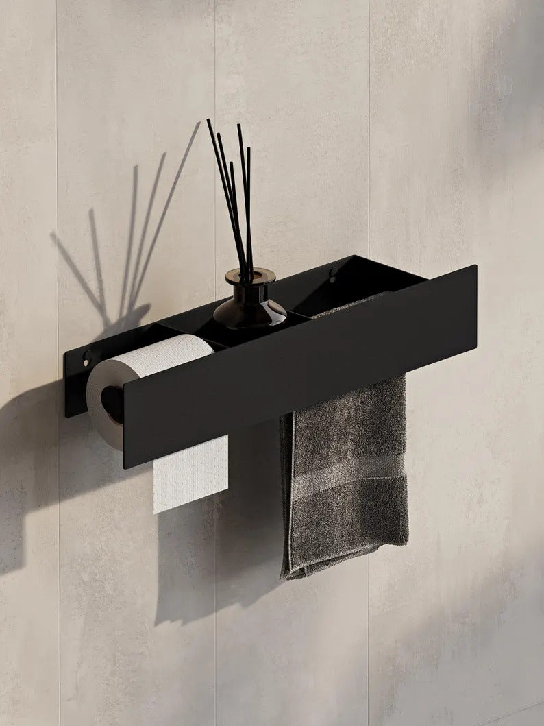 Mensola da parete per bagno 3 in 1: portasciugamani e porta carta igienica