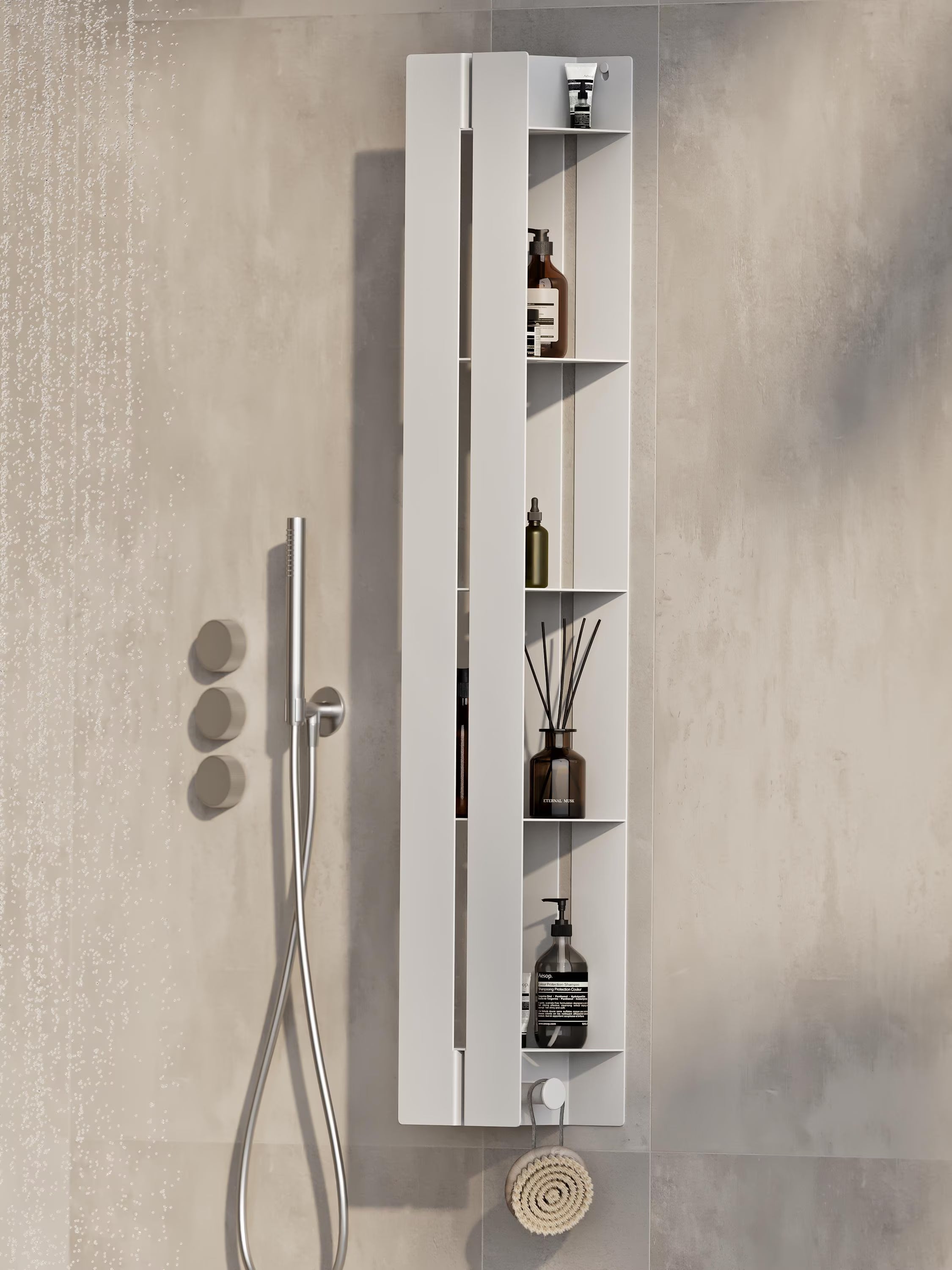 Black Vertical Bathroom Organizer | Modern Matte Black Storage Rack