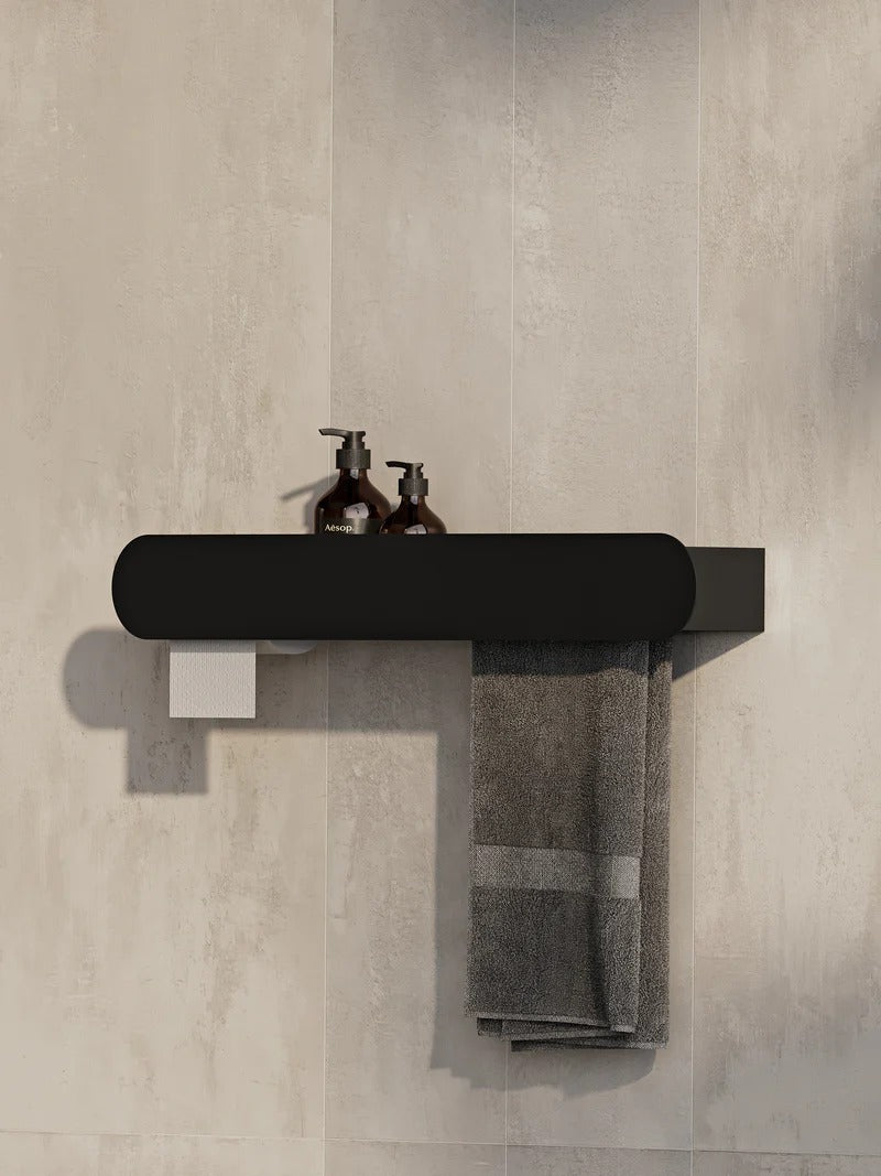 Wall-Mounted Bathroom Shelf with Towel Bar & Toilet Paper Holder