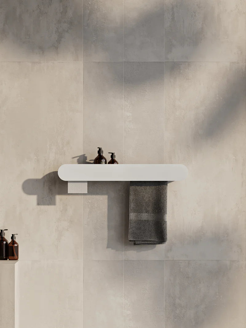 Wall-Mounted Bathroom Shelf with Towel Bar & Toilet Paper Holder