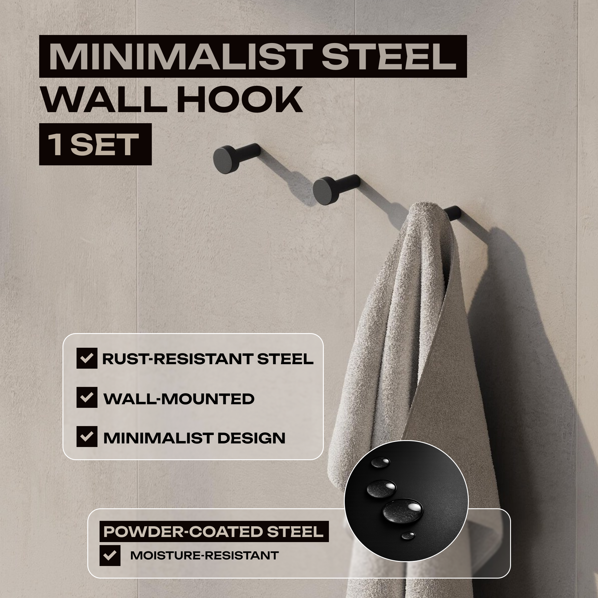 Steel Bathroom Wall Hook