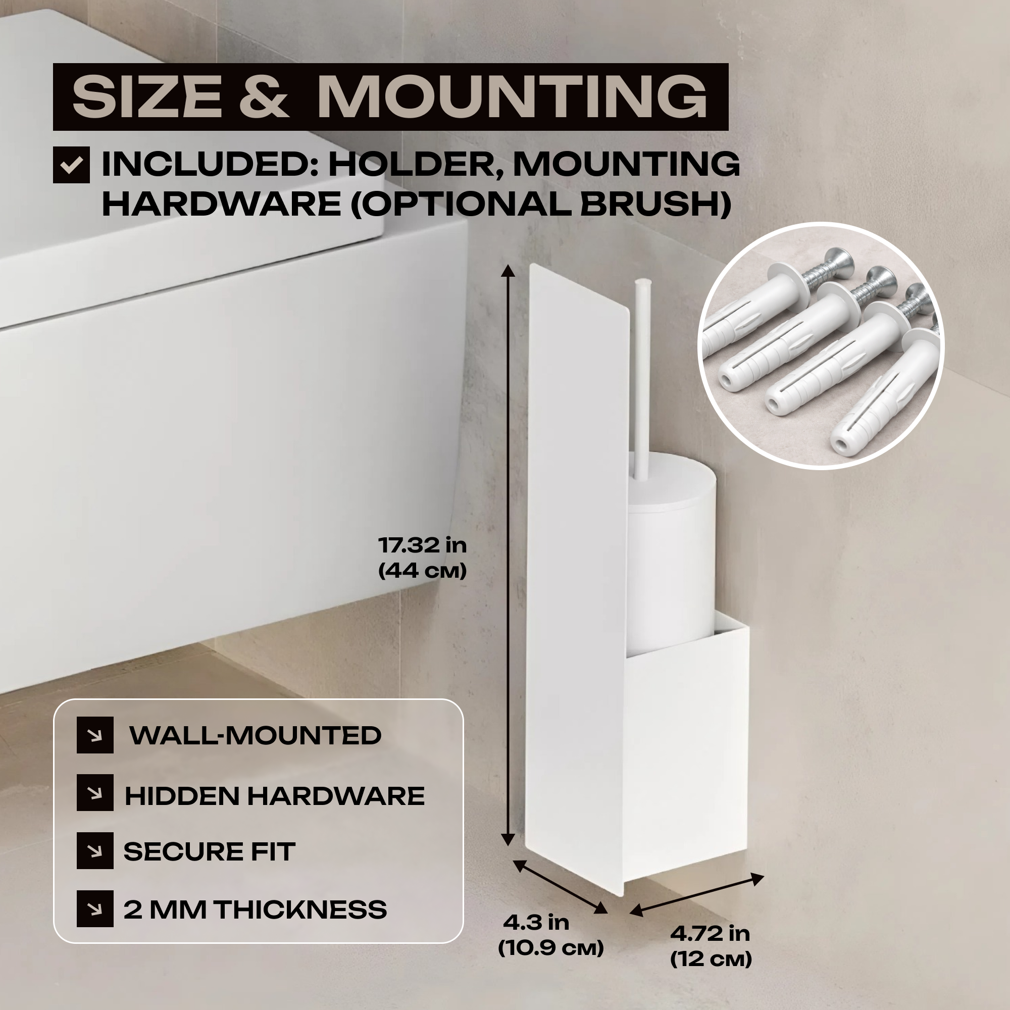 Porta scopino da parete – Organizzatore minimalista per il bagno