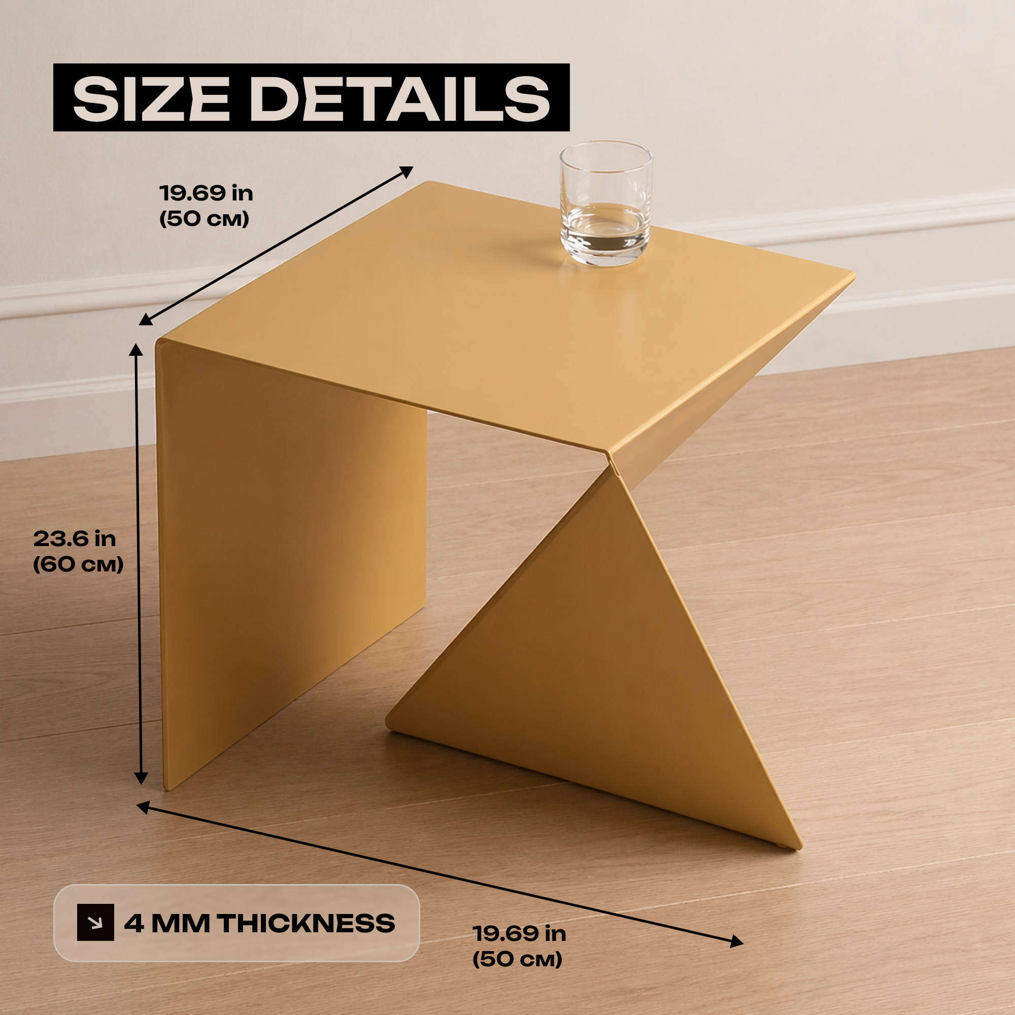 Asymmetrical Metal Coffee Table Available in Black and Yellow