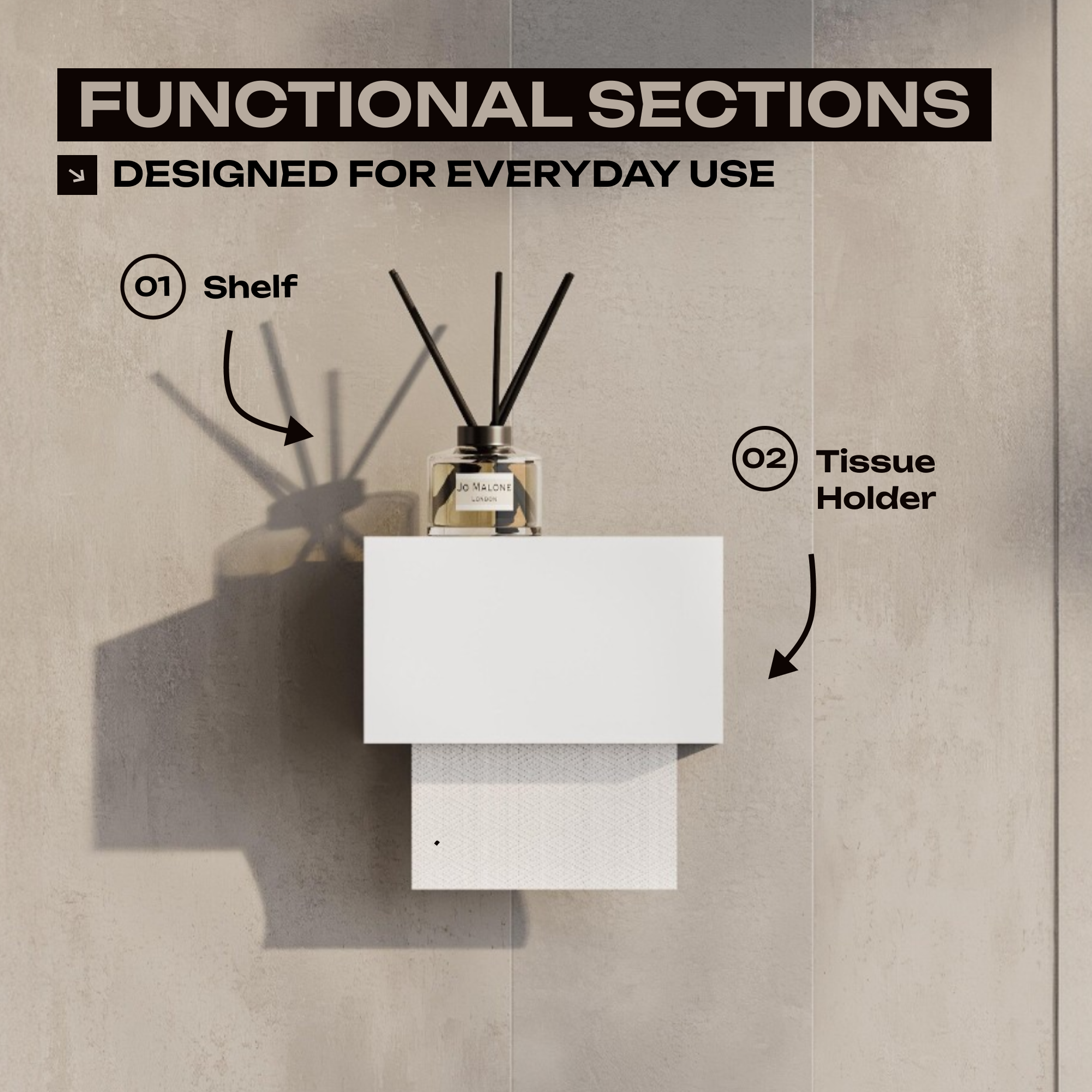 Wall-Mounted Steel Tissue Holder  Closed Design