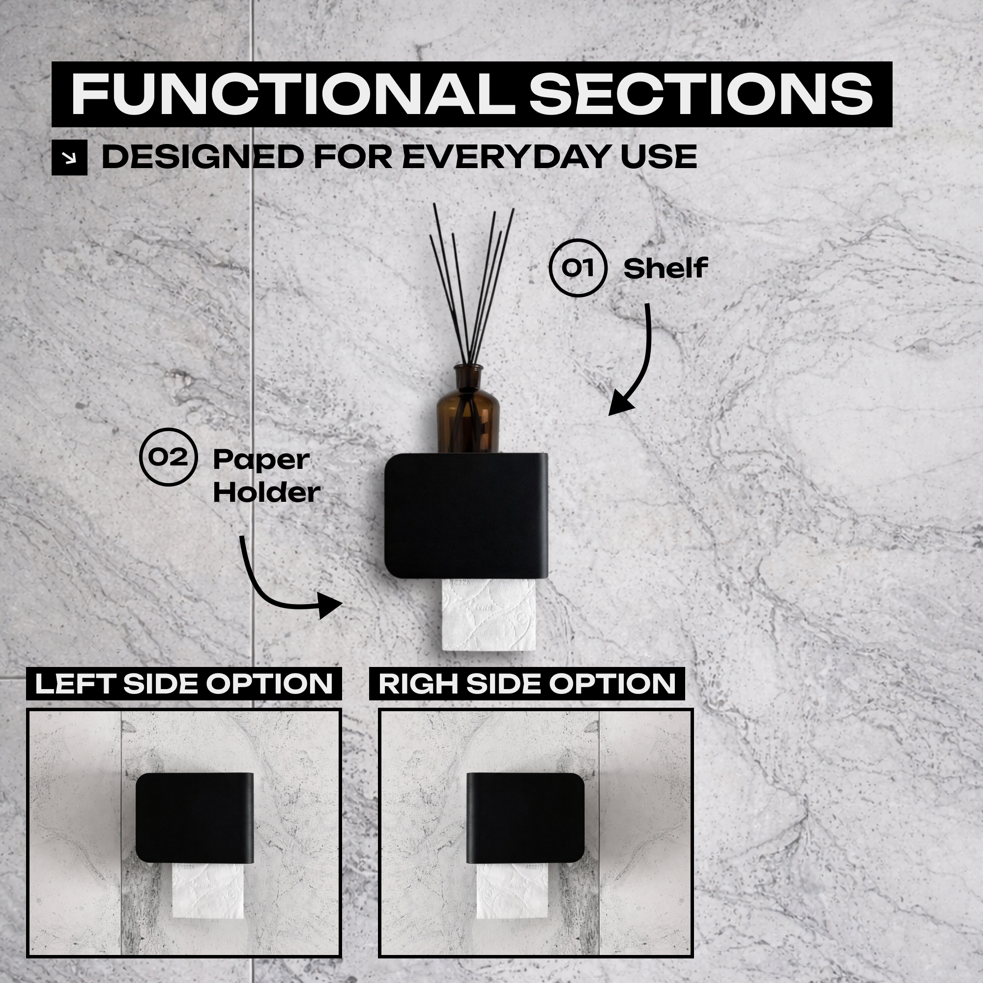 Steel Toilet Paper Holder with Shelf
