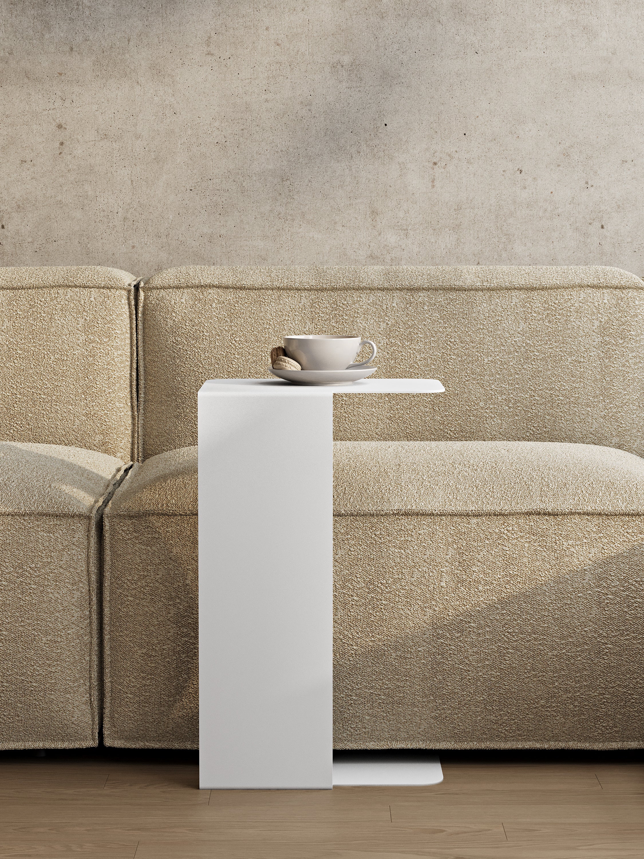 Tavolino laterale in metallo moderno e minimalista, tavolino da caffè
