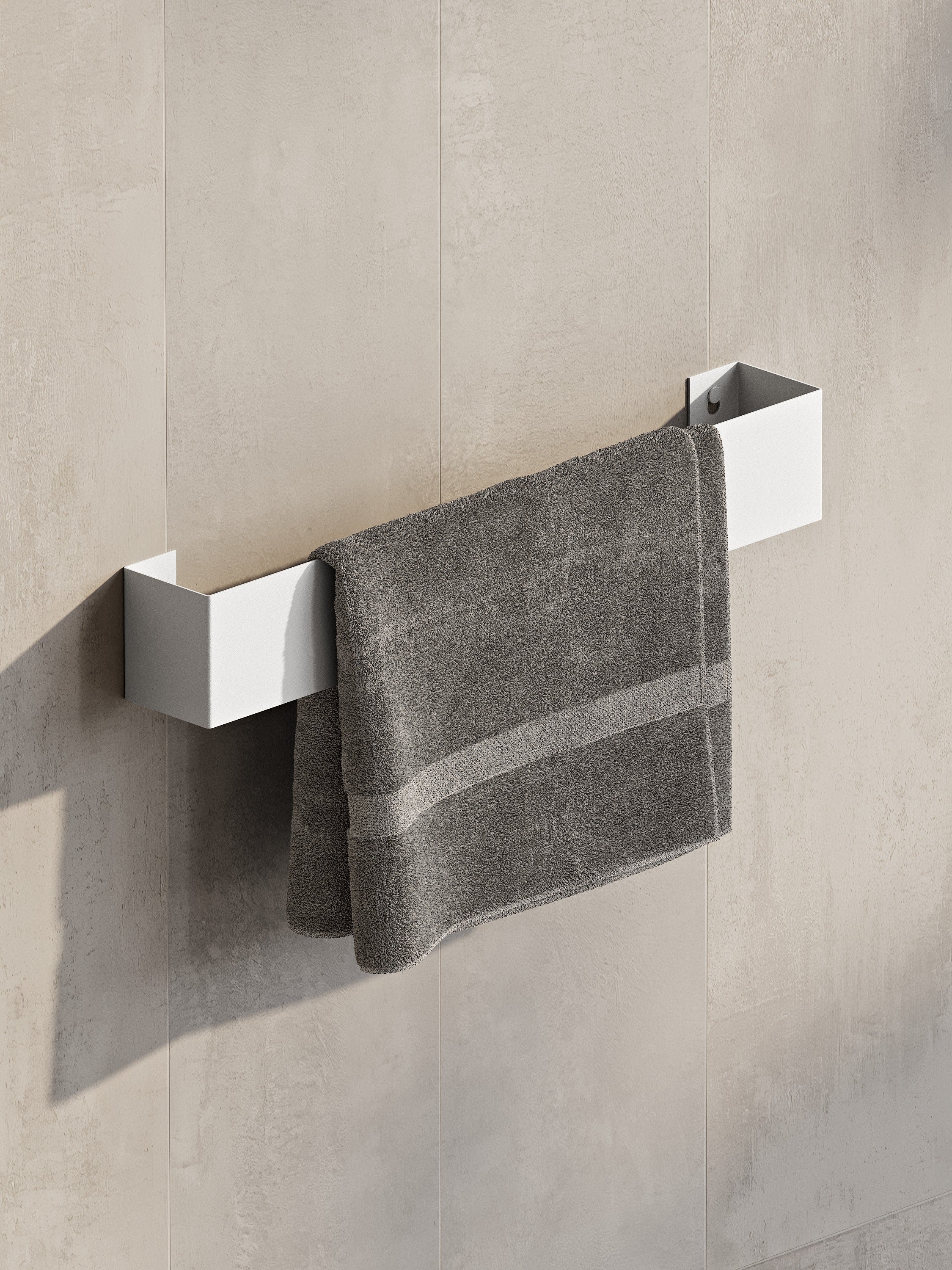 Wall-Mounted Steel Towel Bar | Minimalist Bathroom Towel Holder (Black or White)