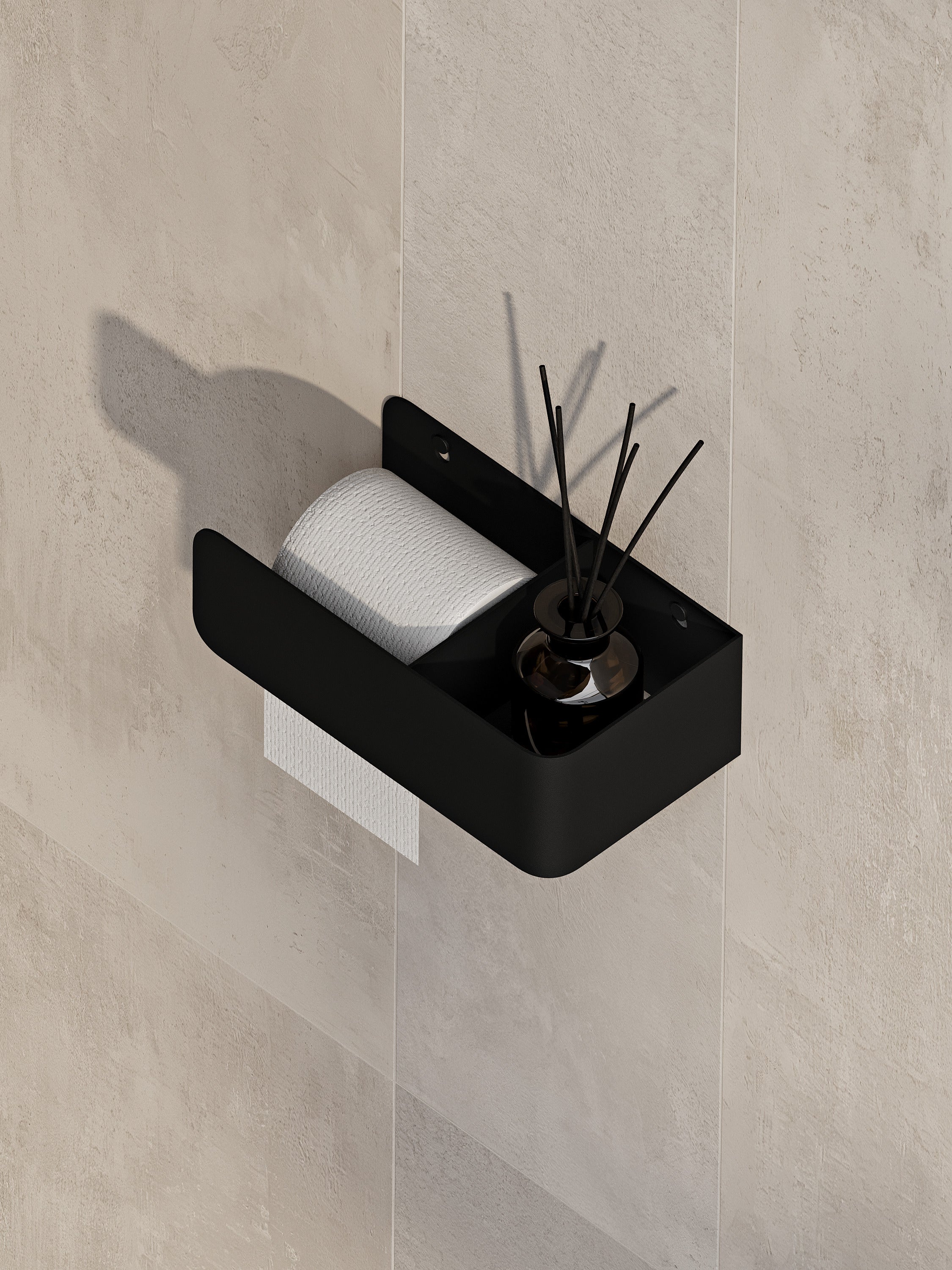 Modern Steel Toilet Paper Holder with Shelf