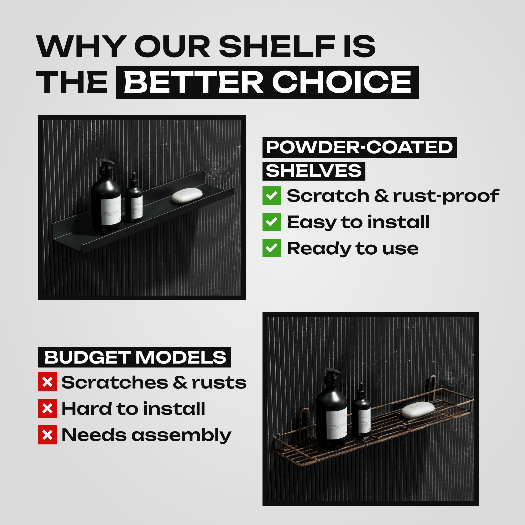 Black Industrial Floating Metal Shelf