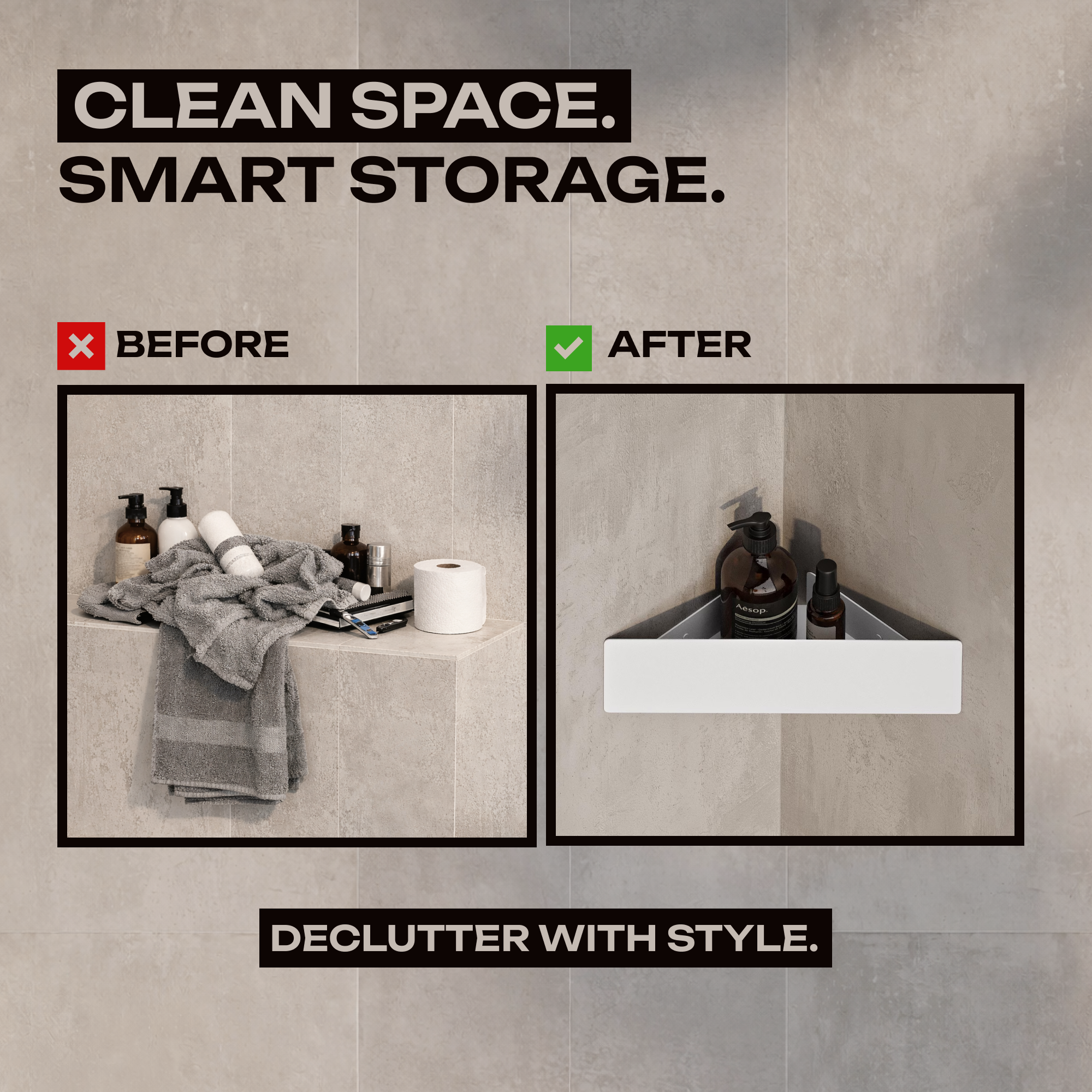 Wall-Mounted Corner Shower Shelf