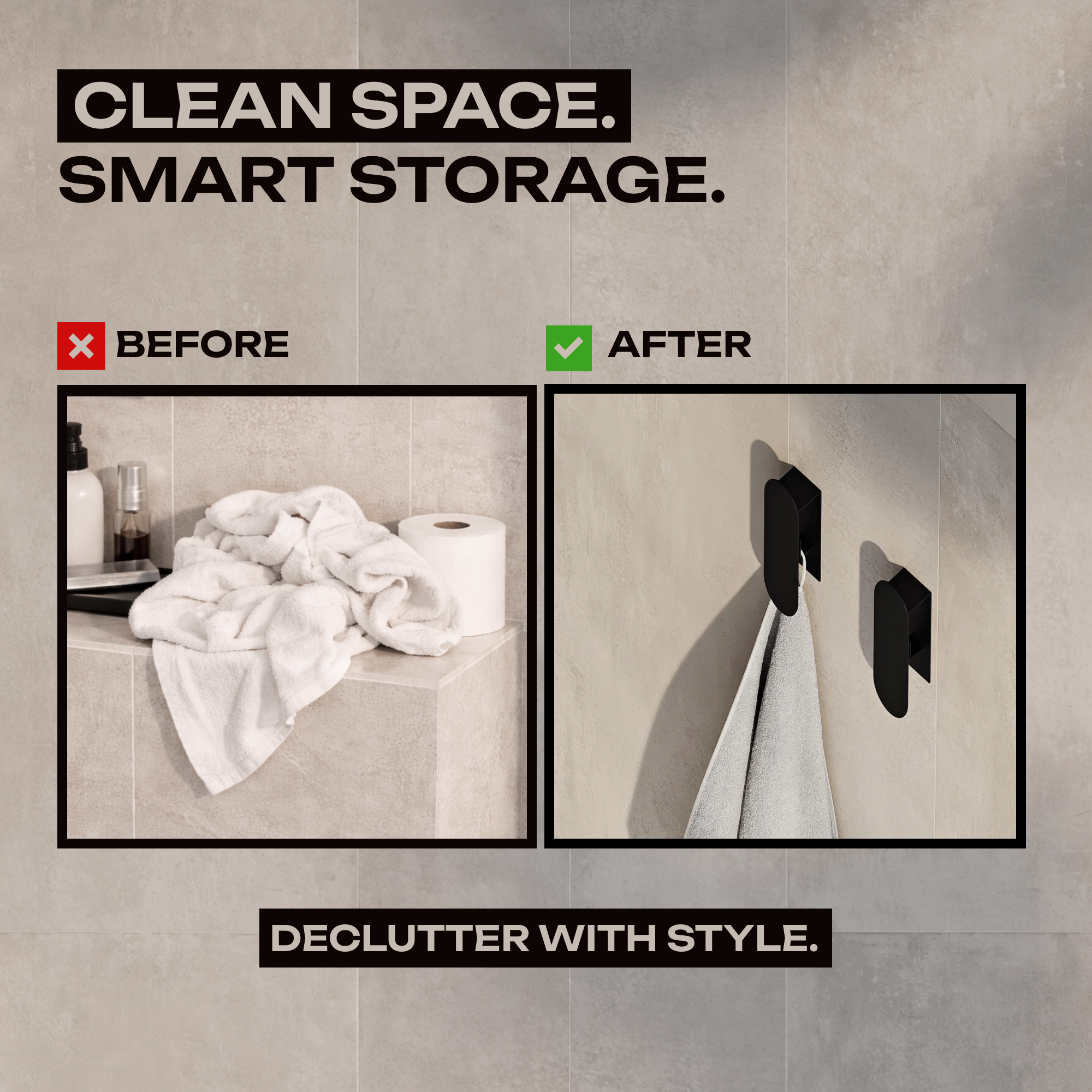 Gancio da parete minimalista in acciaio – Moderno portasciugamani e accappatoi per il bagno