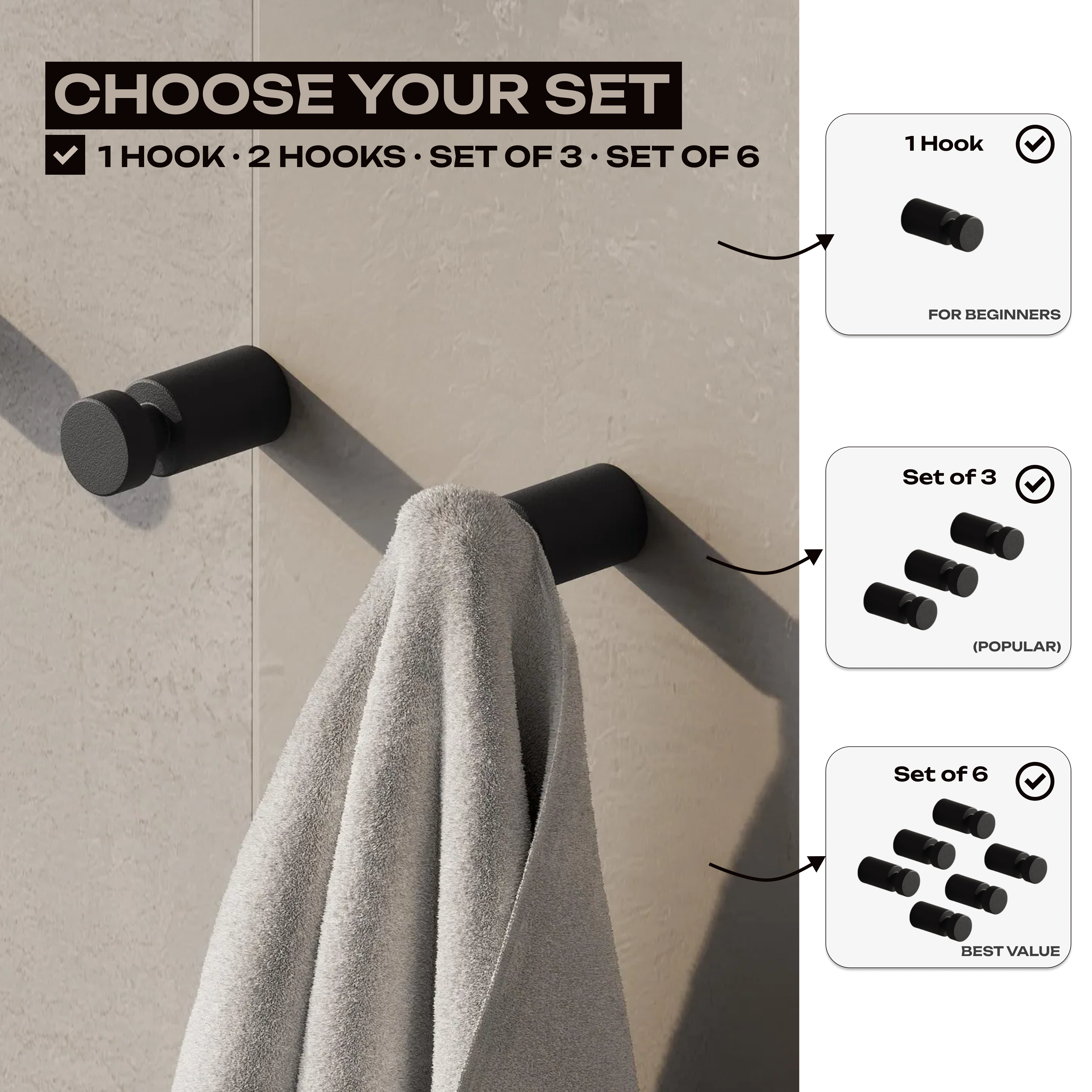 Wall-Mounted Steel Towel Hook