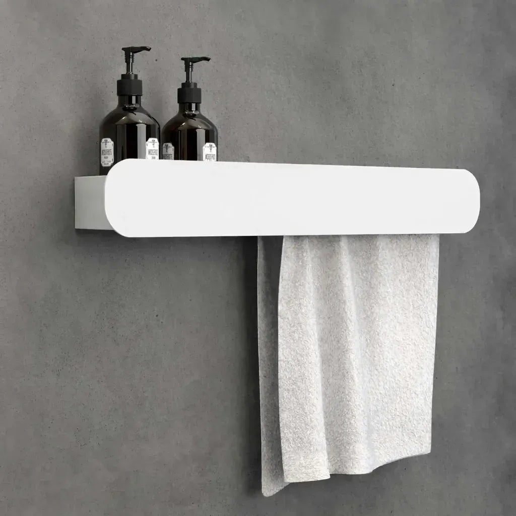 Mensola da bagno a parete con portasciugamani