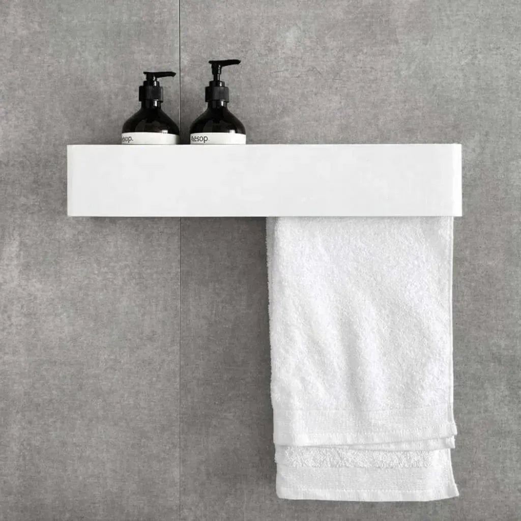 Mensola da bagno in acciaio da parete con portasciugamani