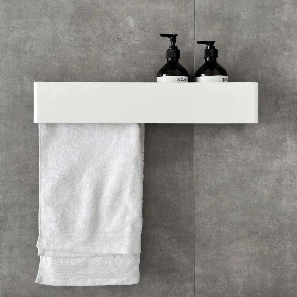 Mensola da bagno in acciaio da parete con portasciugamani