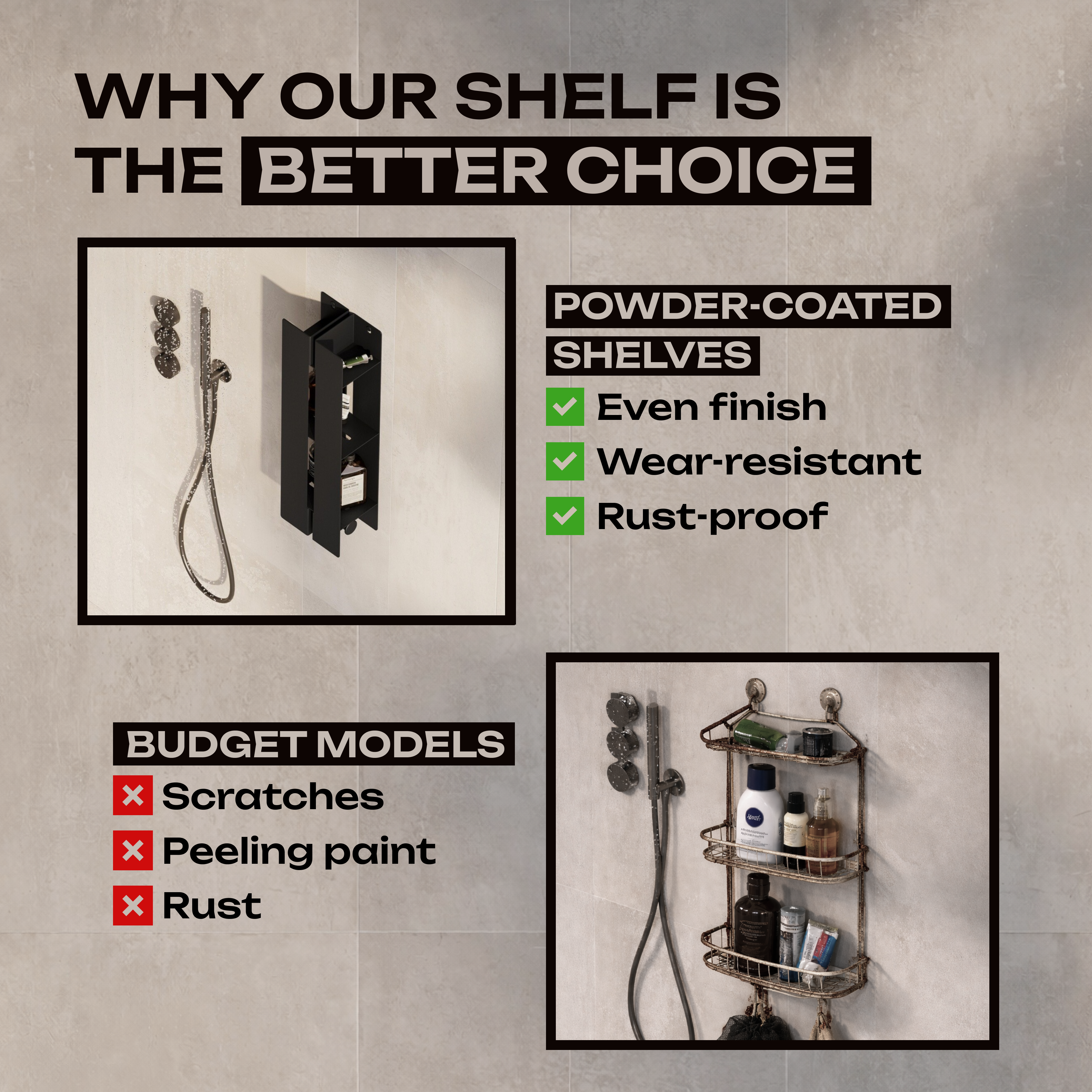 Vertical Metal Bathroom Shelf