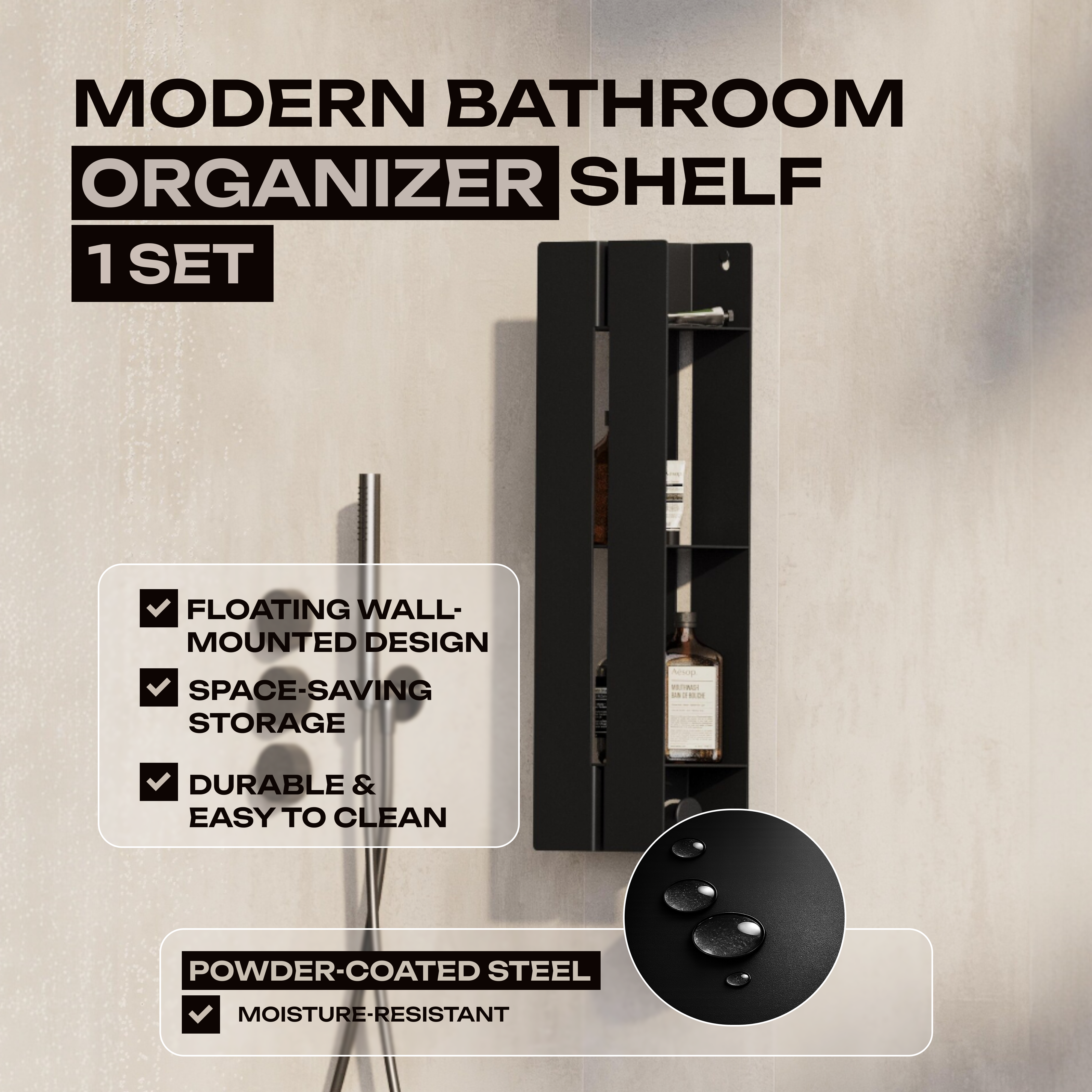 Vertical Metal Bathroom Shelf