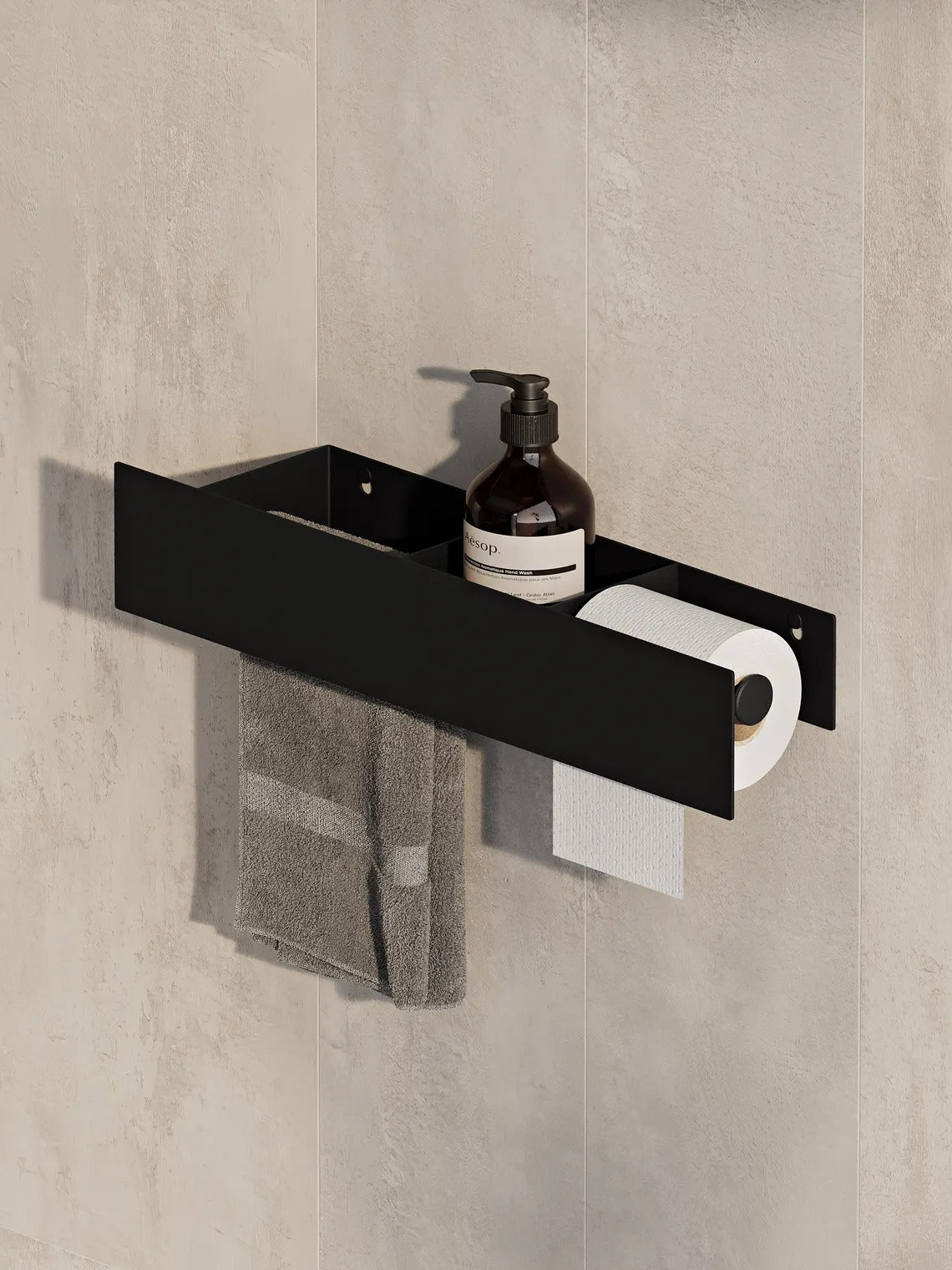Mensola da parete per bagno 3 in 1: portasciugamani e porta carta igienica