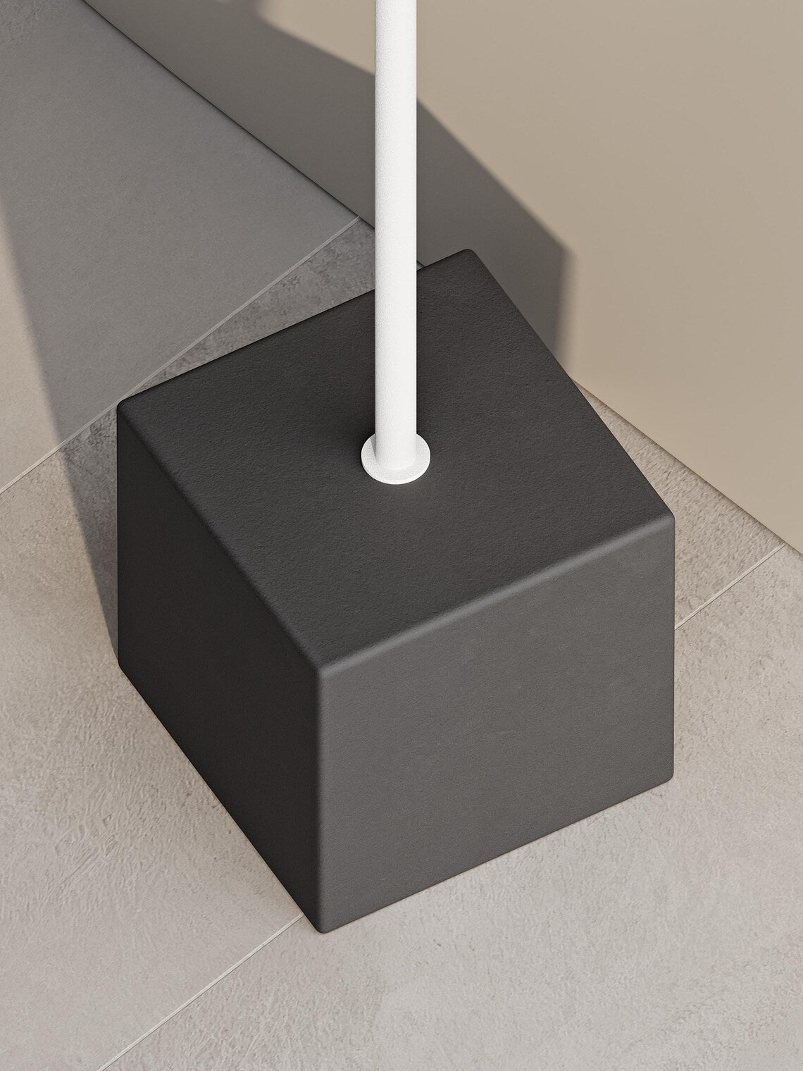 Tavolino da bagno moderno con base in cemento – Supporto in acciaio minimalista per vasca da bagno e asciugamani